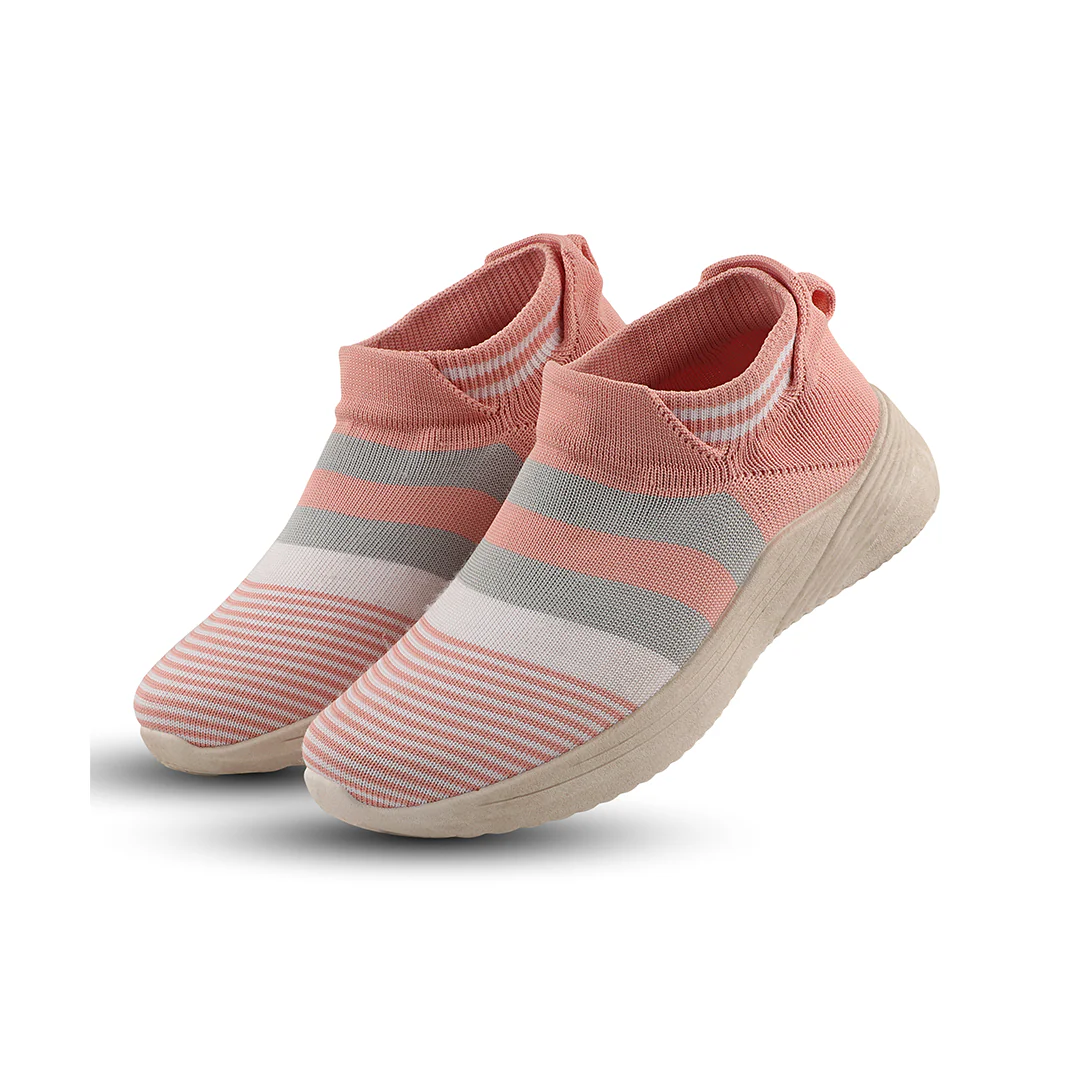 FUEL Adelina-02 Slip-On Sports Shoes with Breathable Mesh Knit in Flexible PVC Sole (Peach) - Image 4