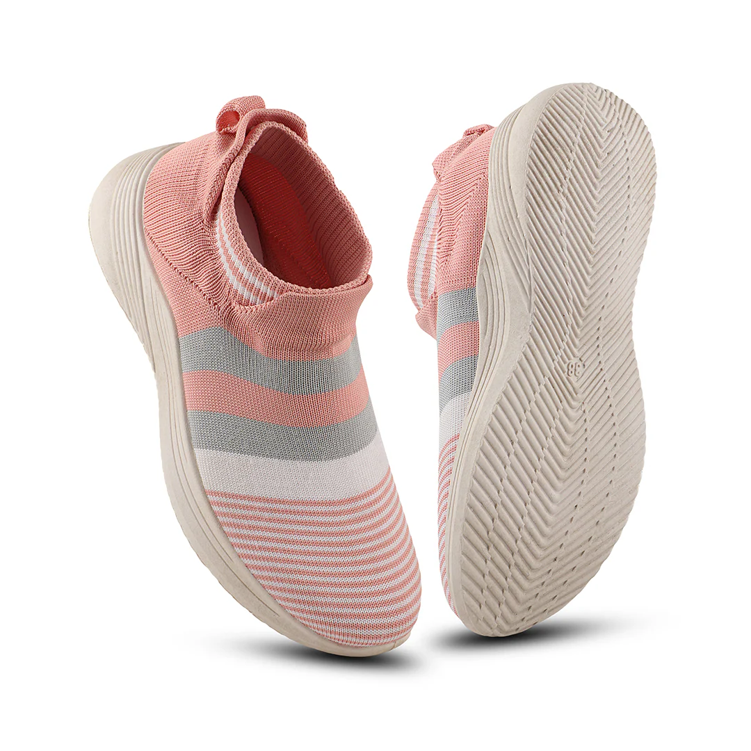 FUEL Adelina-02 Slip-On Sports Shoes with Breathable Mesh Knit in Flexible PVC Sole (Peach) - Image 6