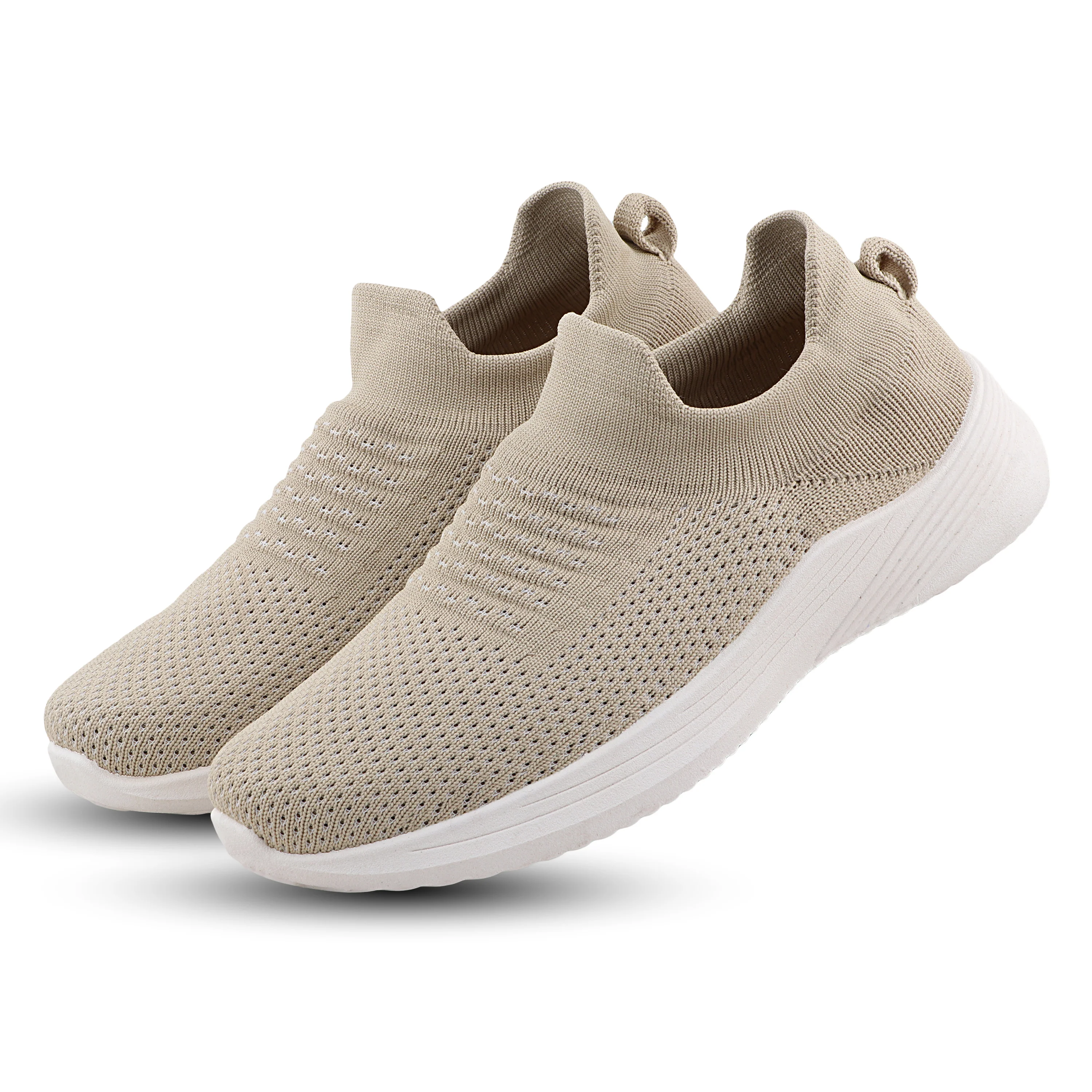 FUEL Adelina Comfortable & Ultra light-weright Slip-on Sports Shoes for Women (Beige) - Image 3
