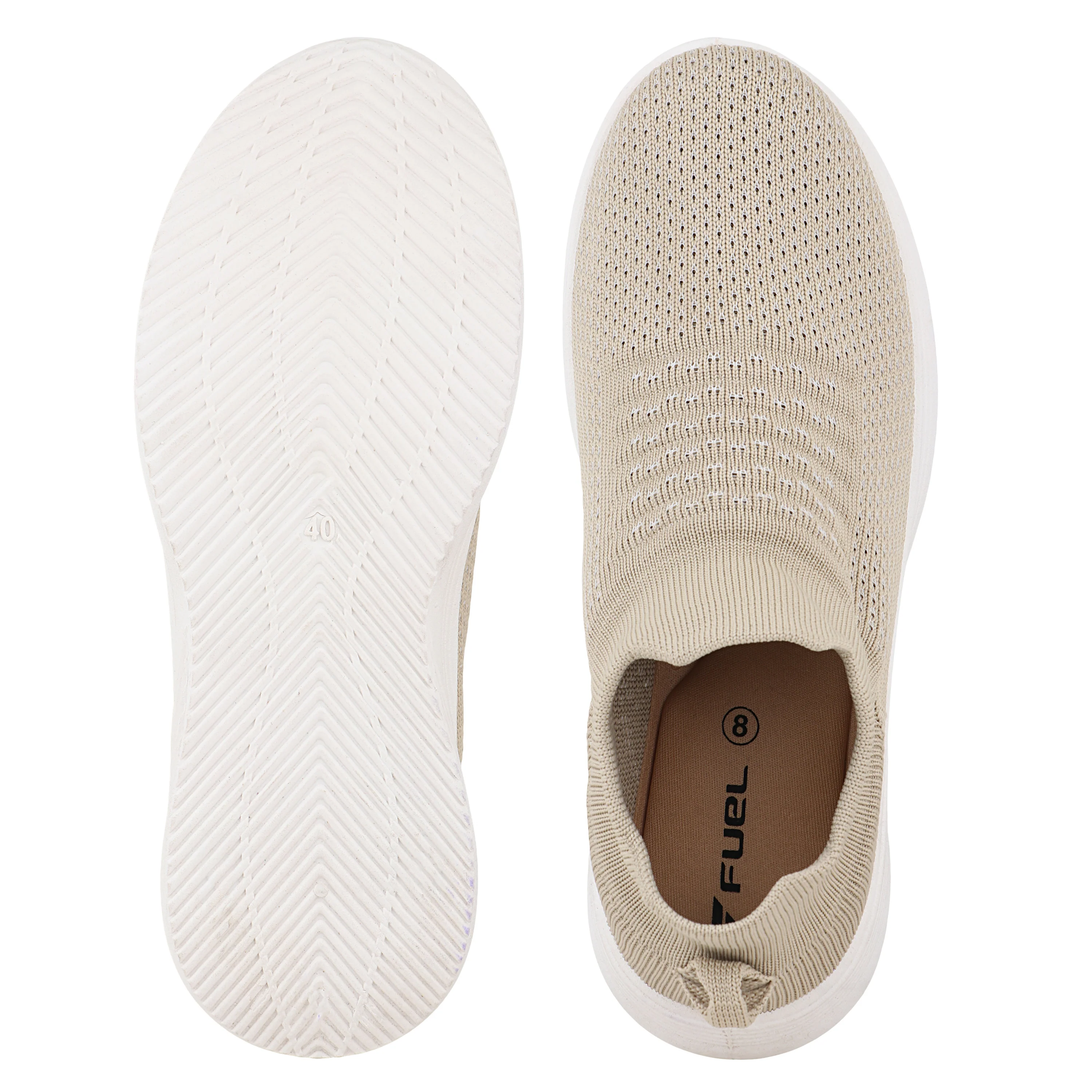 FUEL Adelina Comfortable & Ultra light-weright Slip-on Sports Shoes for Women (Beige) - Image 4