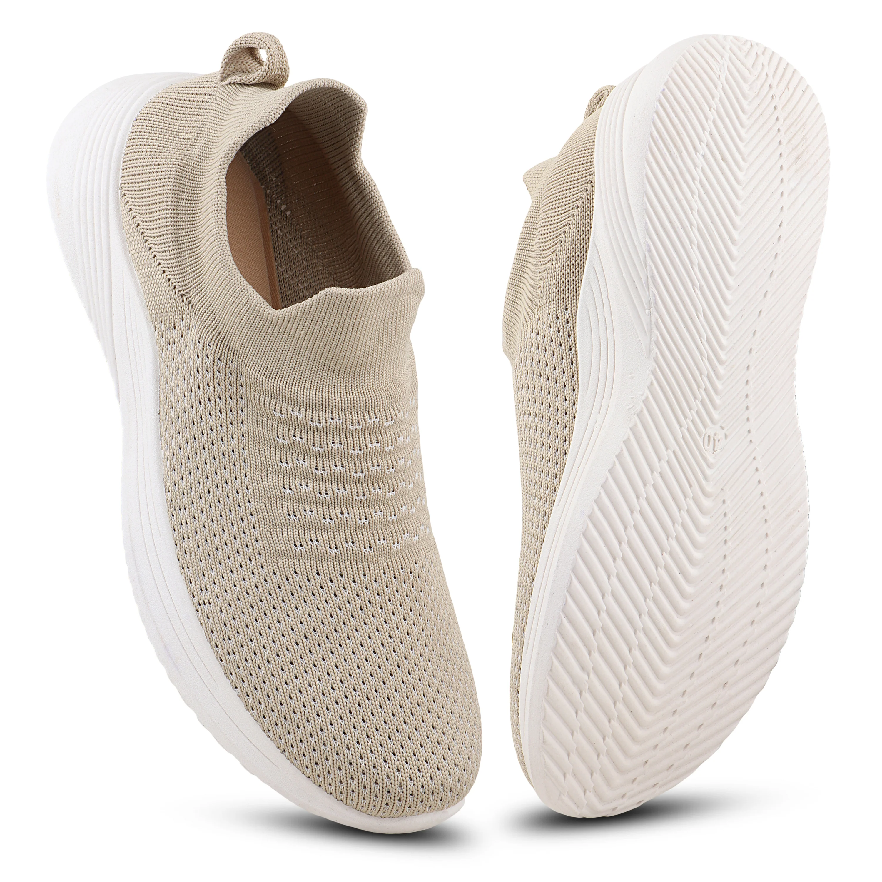 FUEL Adelina Comfortable & Ultra light-weright Slip-on Sports Shoes for Women (Beige) - Image 7