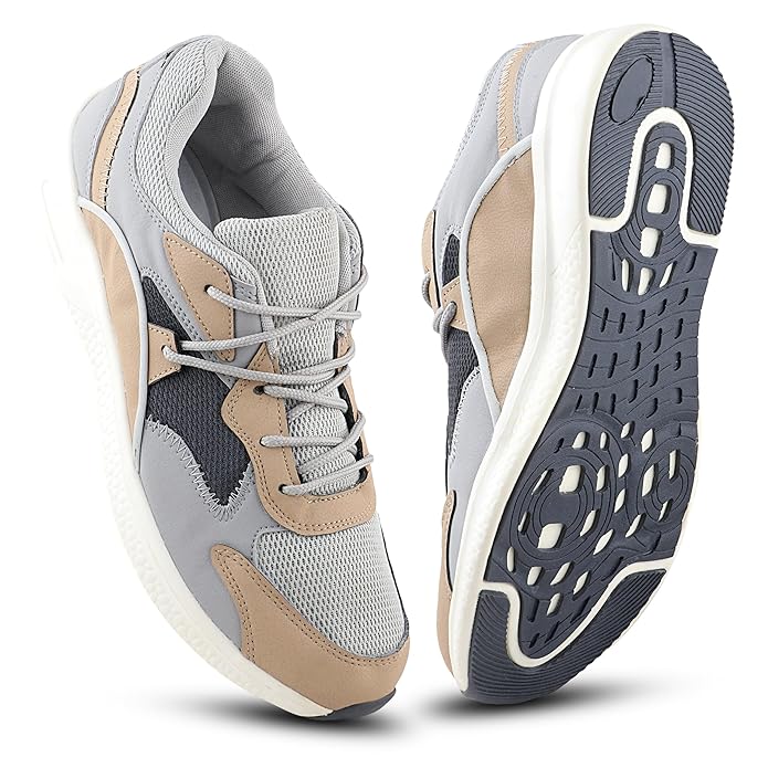 FUEL Styler Cushioned & Lightweight Mesh Running Sports Shoes for Men (Beige) - Image 7
