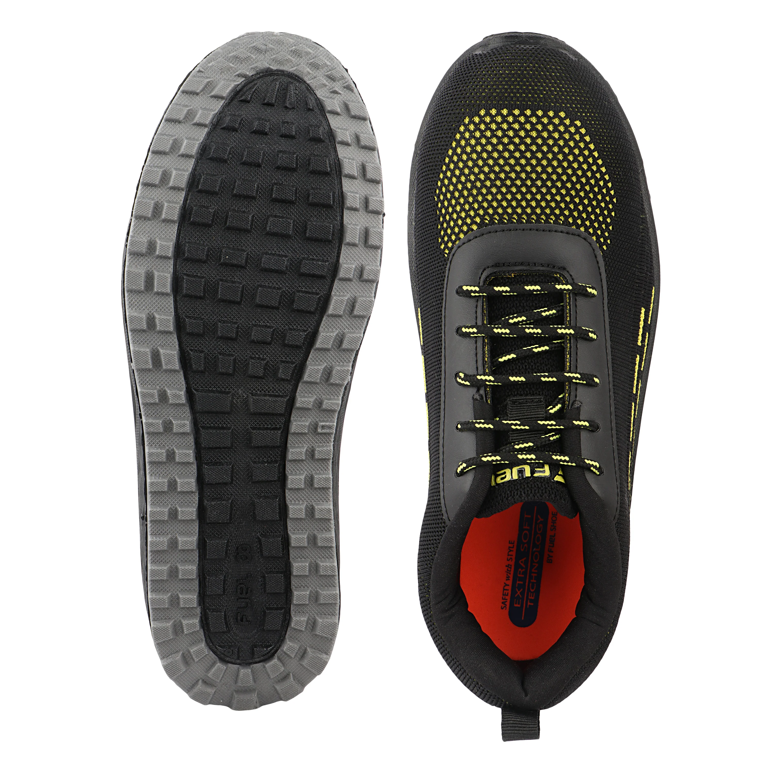 FUEL Armour 1 DD ISI Marked Strong Knitting Upper Breathable Safety Shoes for Men's Steel Toe Cap With Double Density Rubberized PVC Sole (Black) - Image 5