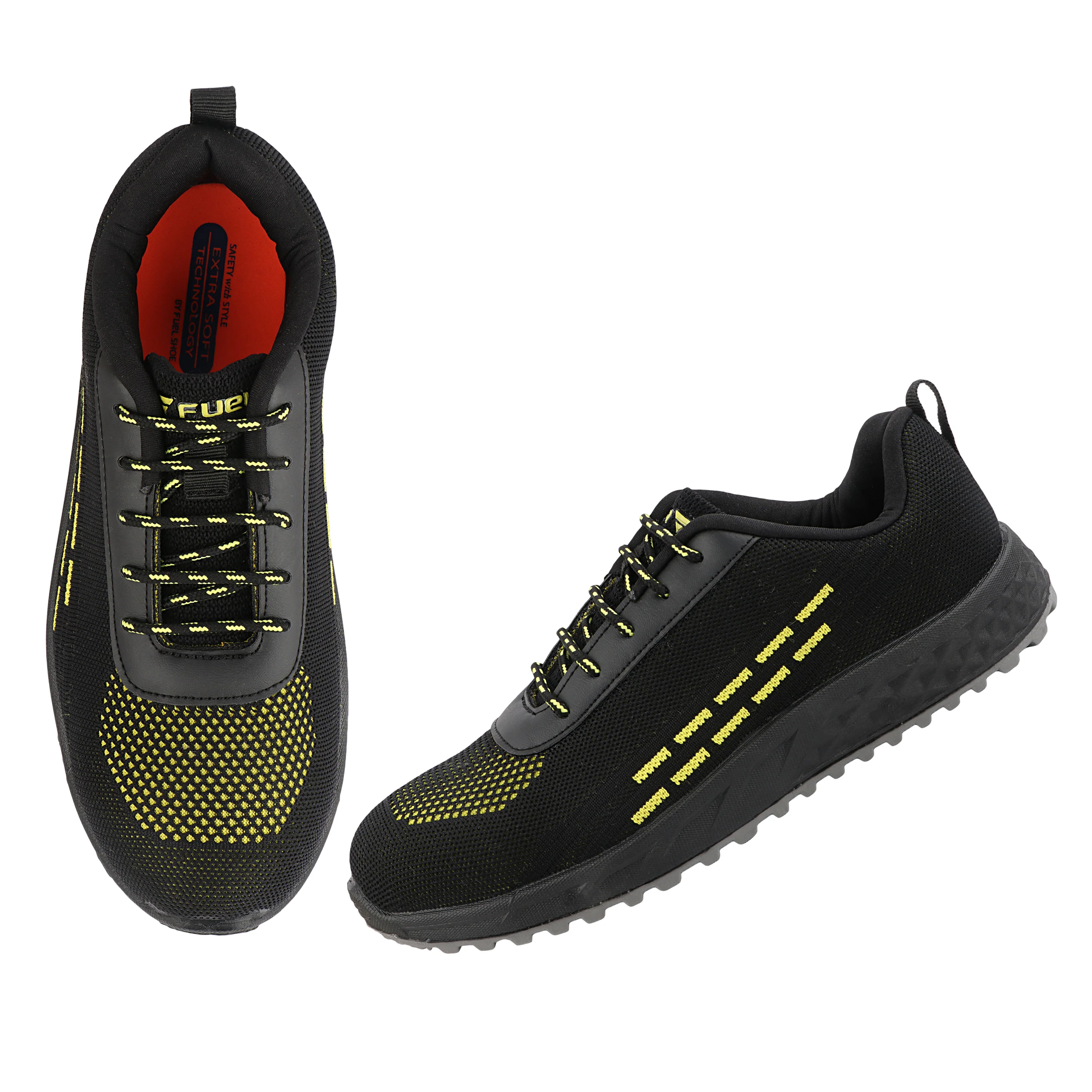 FUEL Armour 1 DD ISI Marked Strong Knitting Upper Breathable Safety Shoes for Men's Steel Toe Cap With Double Density Rubberized PVC Sole (Black) - Image 6