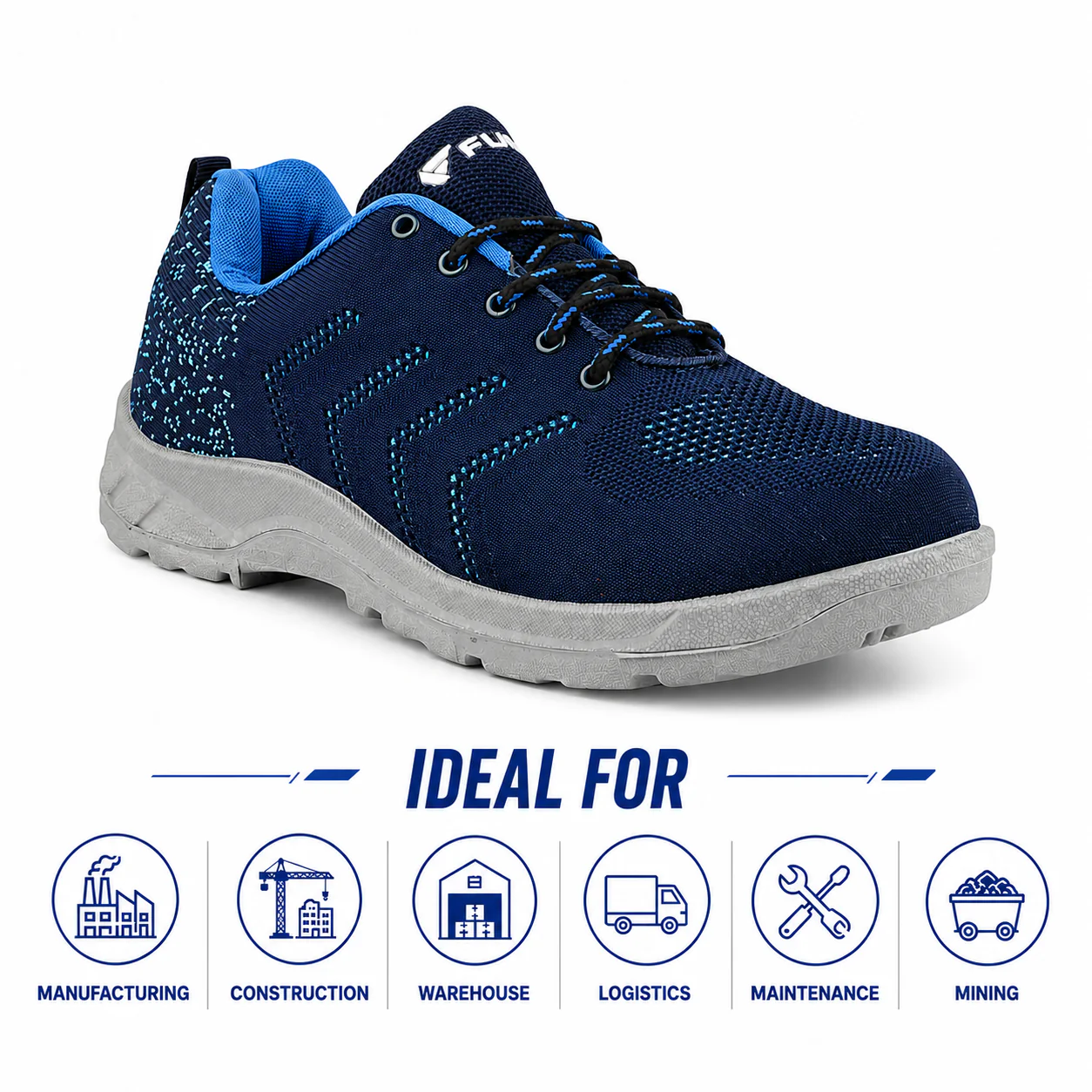 FUEL Arsenal Lightweight Safety Shoes for Men – Durable Industrial Sports Design with Strong Knitted Upper, PVC Sole, and 100J Metallic Toe Cap (UK 6–11) - Image 3