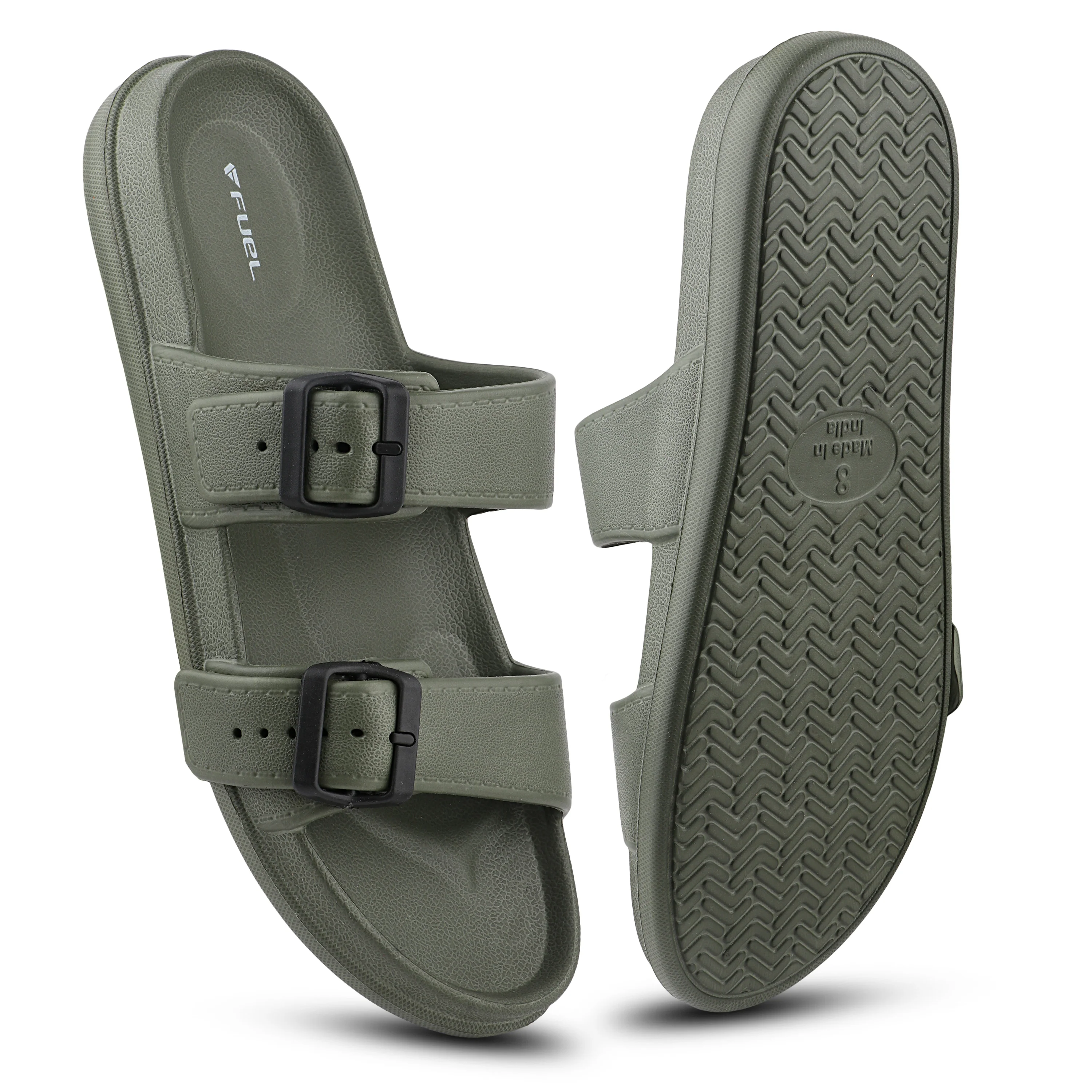 FUEL Aura Lightweight & Anti-Slip with Cushioned Footbed and Flexible Durable Slipper for Men's (Olive) - Image 5