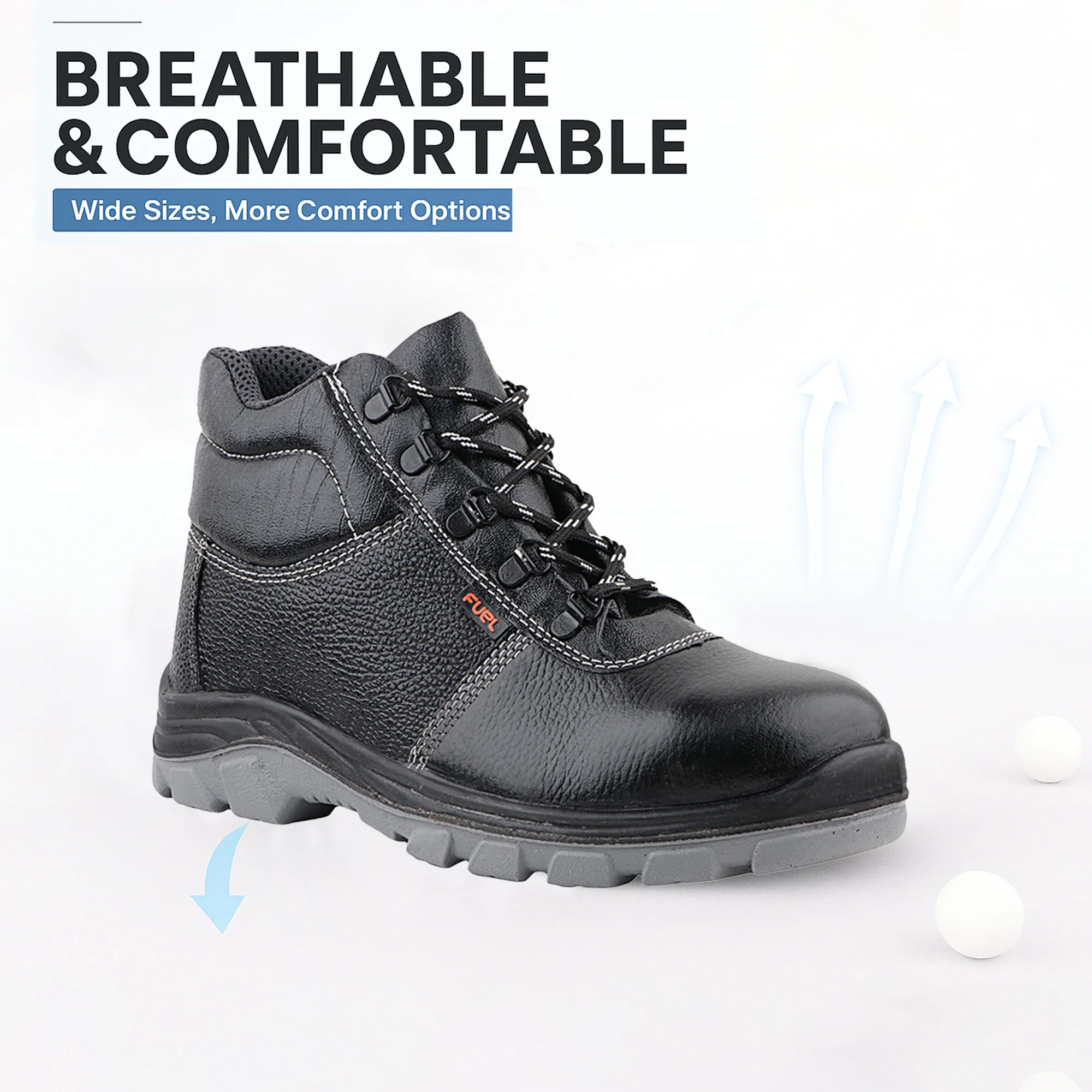 FUEL Bob-Highcut Comfortable Industrial Safety Shoes for Men (Steel-Toe 200J) - Image 3