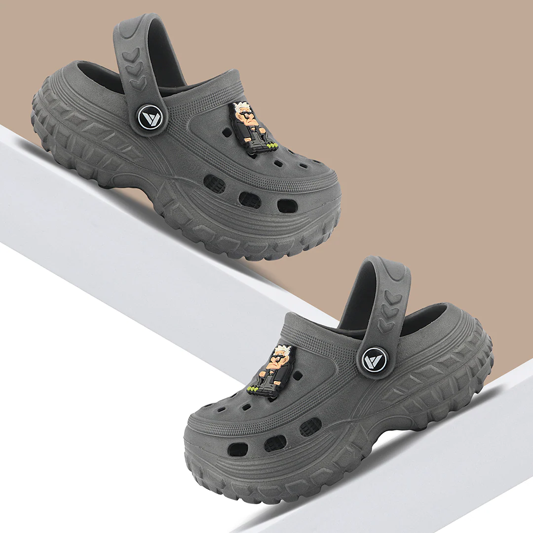 FUEL Poddle Cute & Lightweight EVA Slip-On Clogs for Kids (Grey) - Image 8