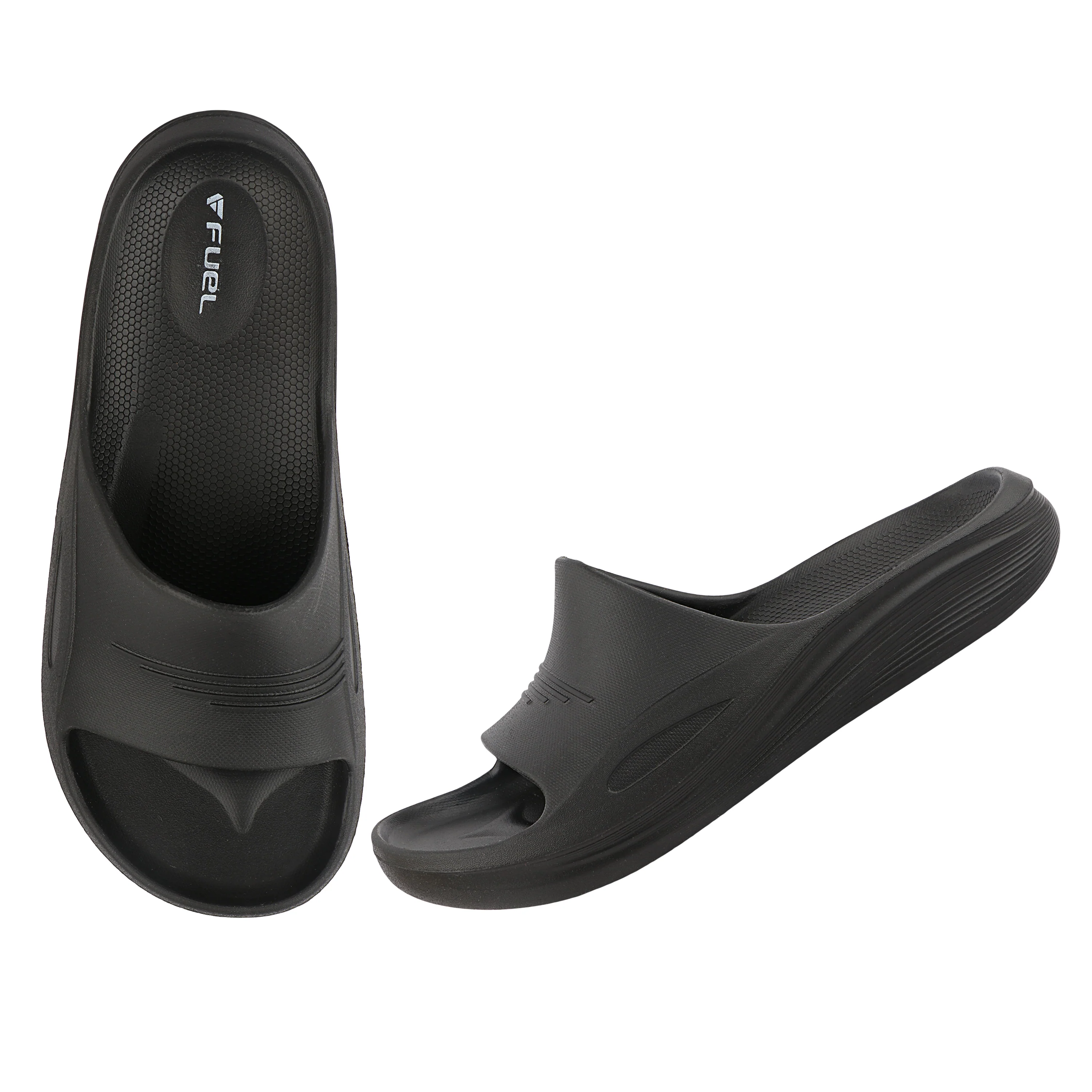 FUEL Cloud Cushioned Footbed and Lightweight Slip-On Design with Anti-Slip Sole for Men's (Black) - Image 6