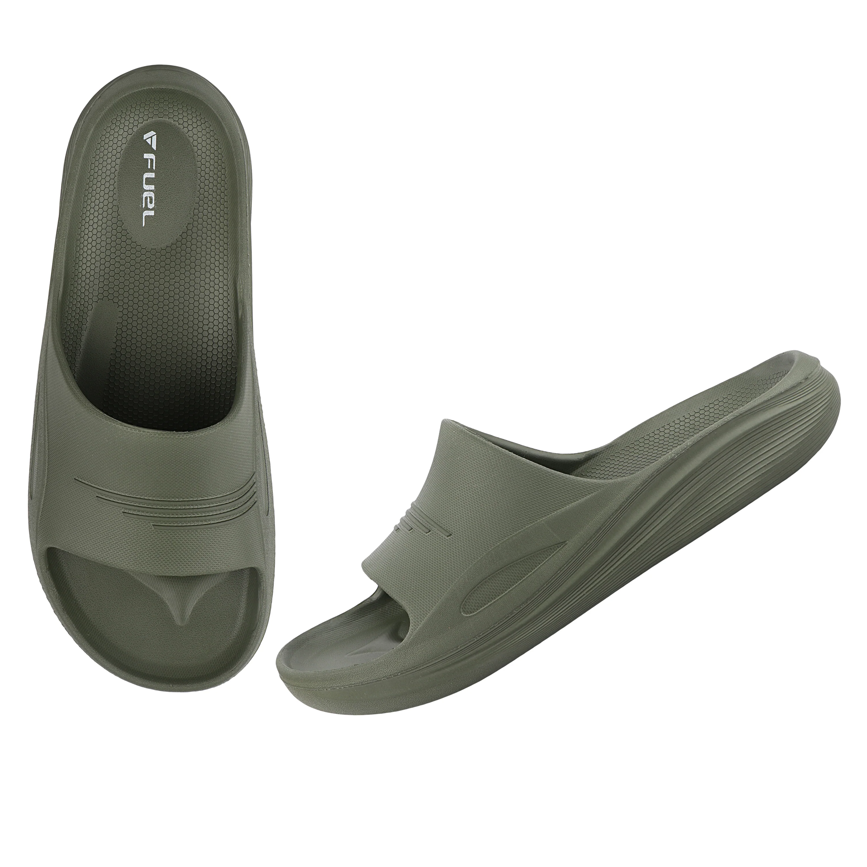 FUEL Cloud Cushioned Footbed and Lightweight Slip-On Design with Anti-Slip Sole for Men's (Olive) - Image 2