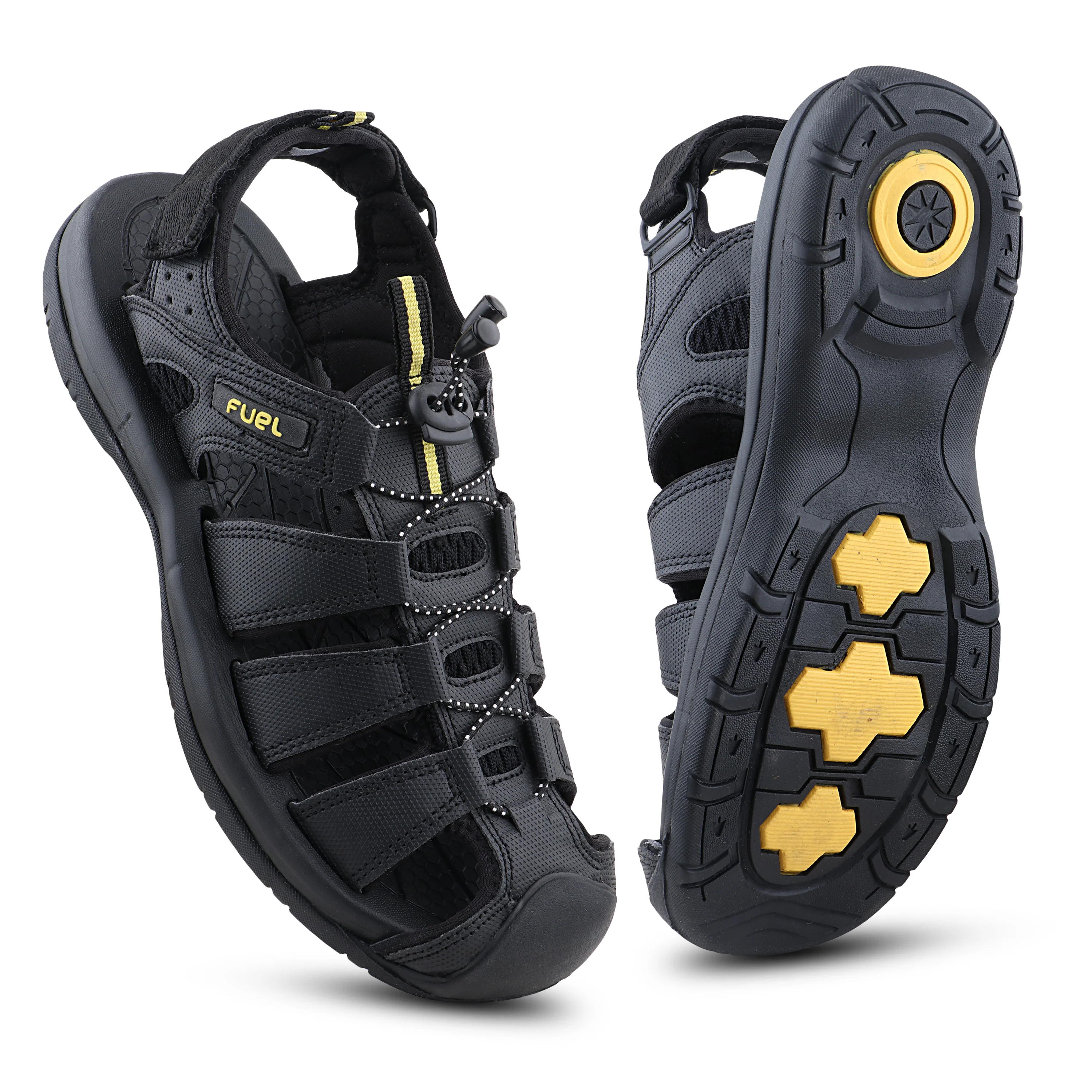 FUEL Commando Comfortable & Breathable Men’s Flexible Fisherman Outdoor Sandals with Protective Toe Cap (Black) - Image 5