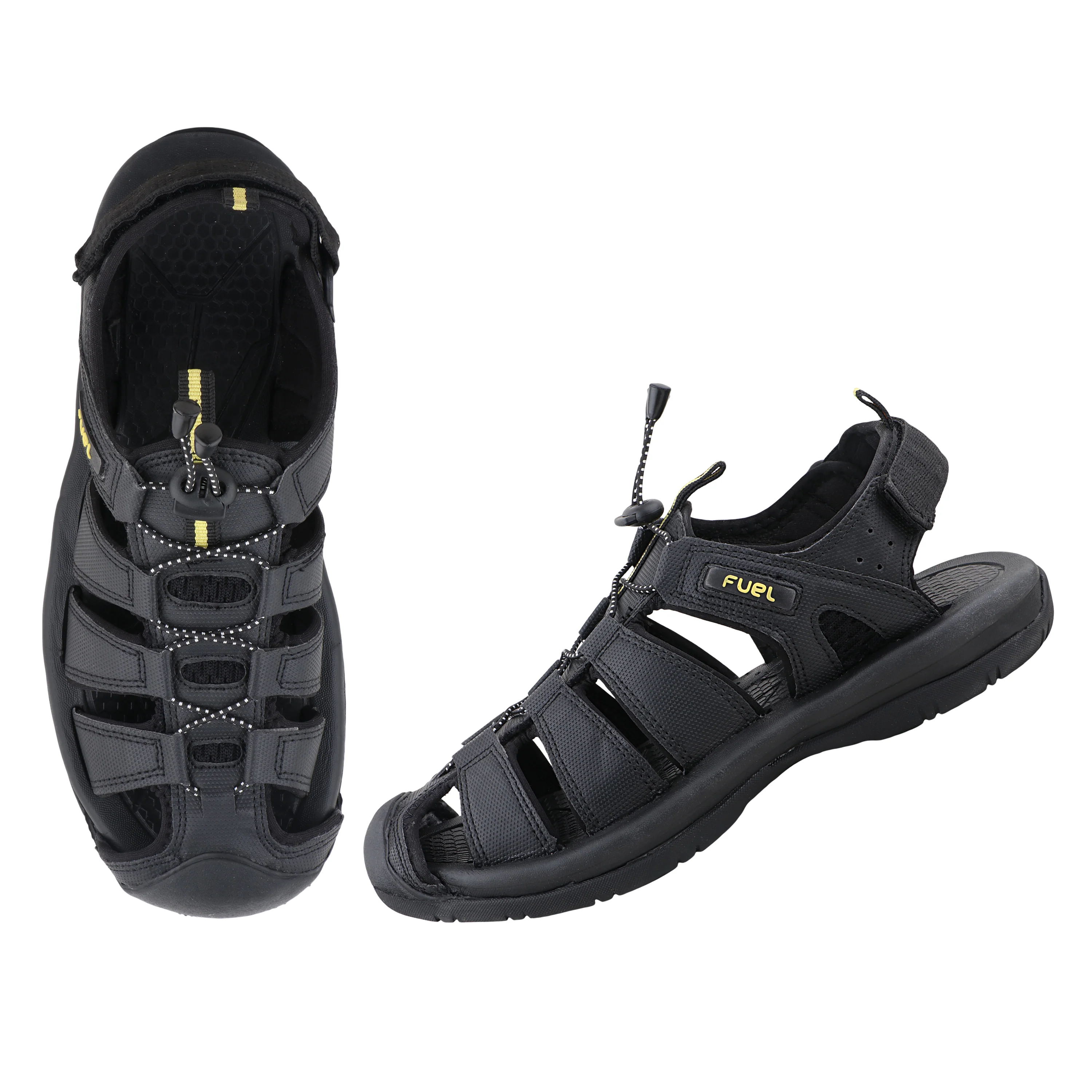FUEL Commando Comfortable & Breathable Men’s Flexible Fisherman Outdoor Sandals with Protective Toe Cap (Black) - Image 6