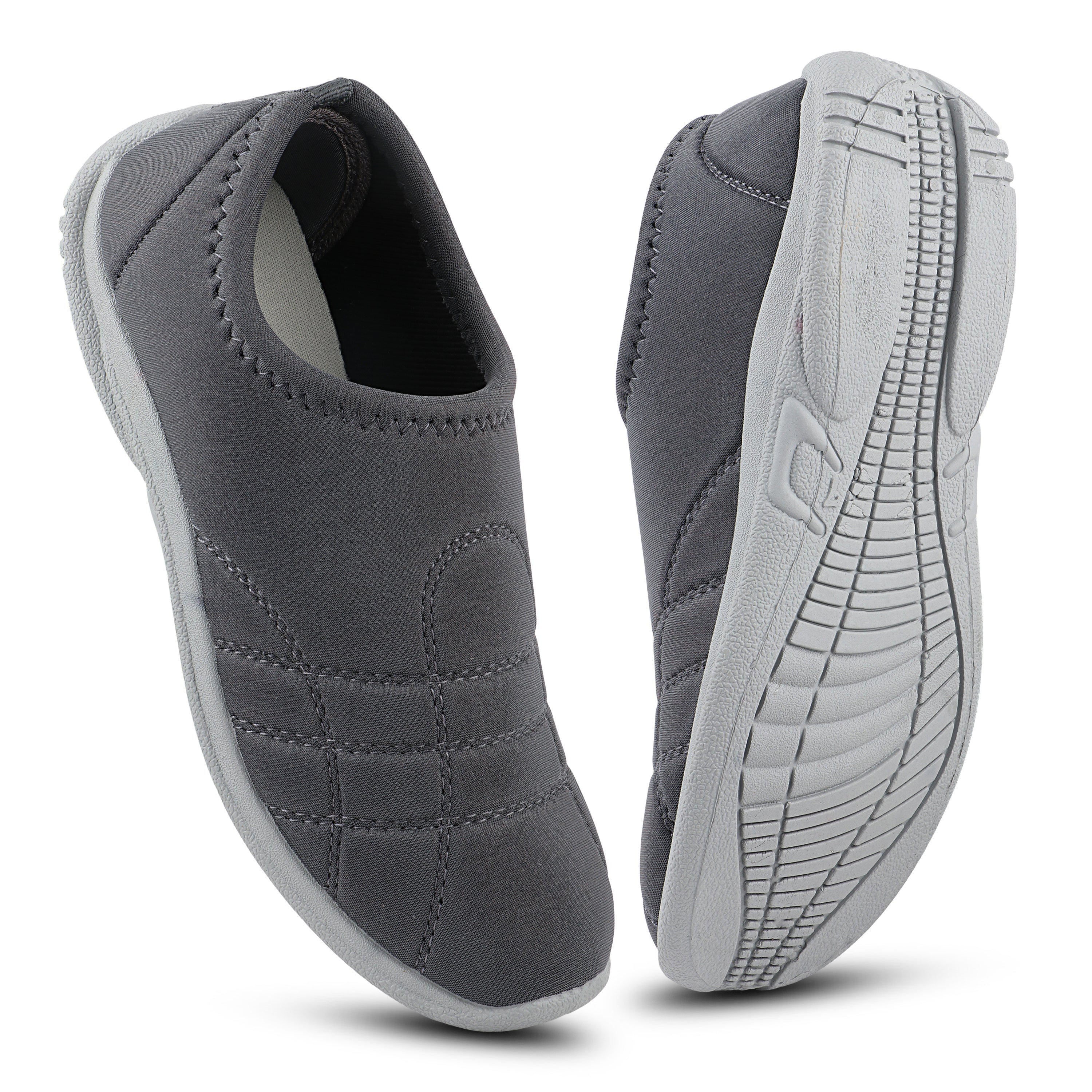 FUEL Comfort-05 Lightweight & Breathable Lycra Upper with Cushioned Footbed Casual Slip-On Shoes for Women's (Grey) - Image 5