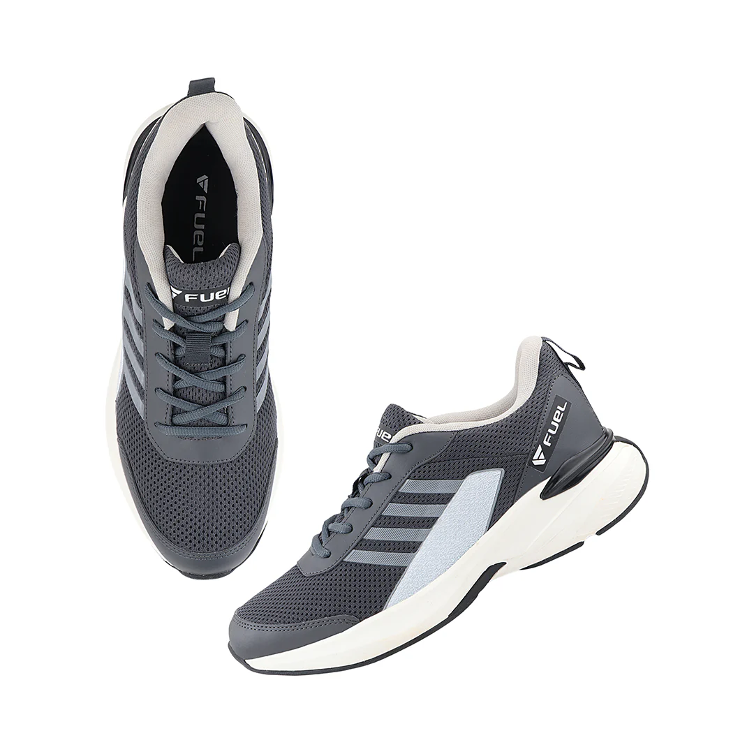FUEL Dream Lightweight Mesh Design Lace-Up Sports Shoes for Man (Grey) - Image 7