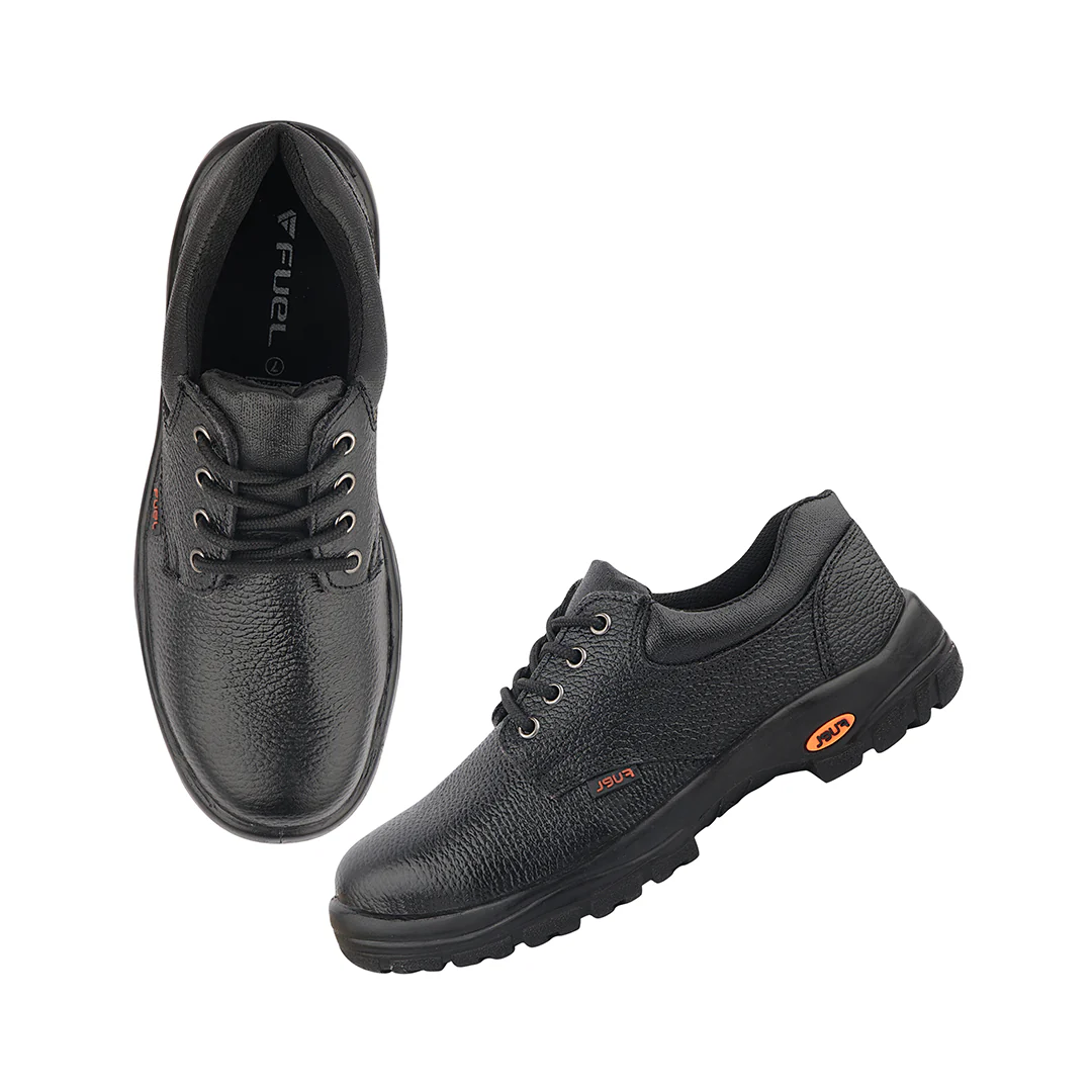 FUEL Falcon-01 Genuine Leather Industrial Safety Shoes for Men's with Steel Toe Cap in Single Density PU Sole (Black) - Image 10