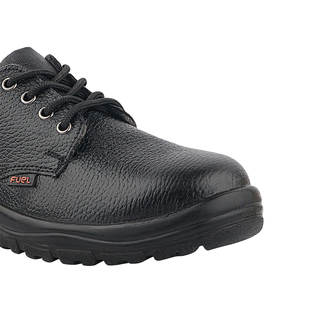 FUEL Falcon-01 Genuine Leather Industrial Safety Shoes for Men's with Steel Toe Cap in Single Density PU Sole (Black) - Image 5