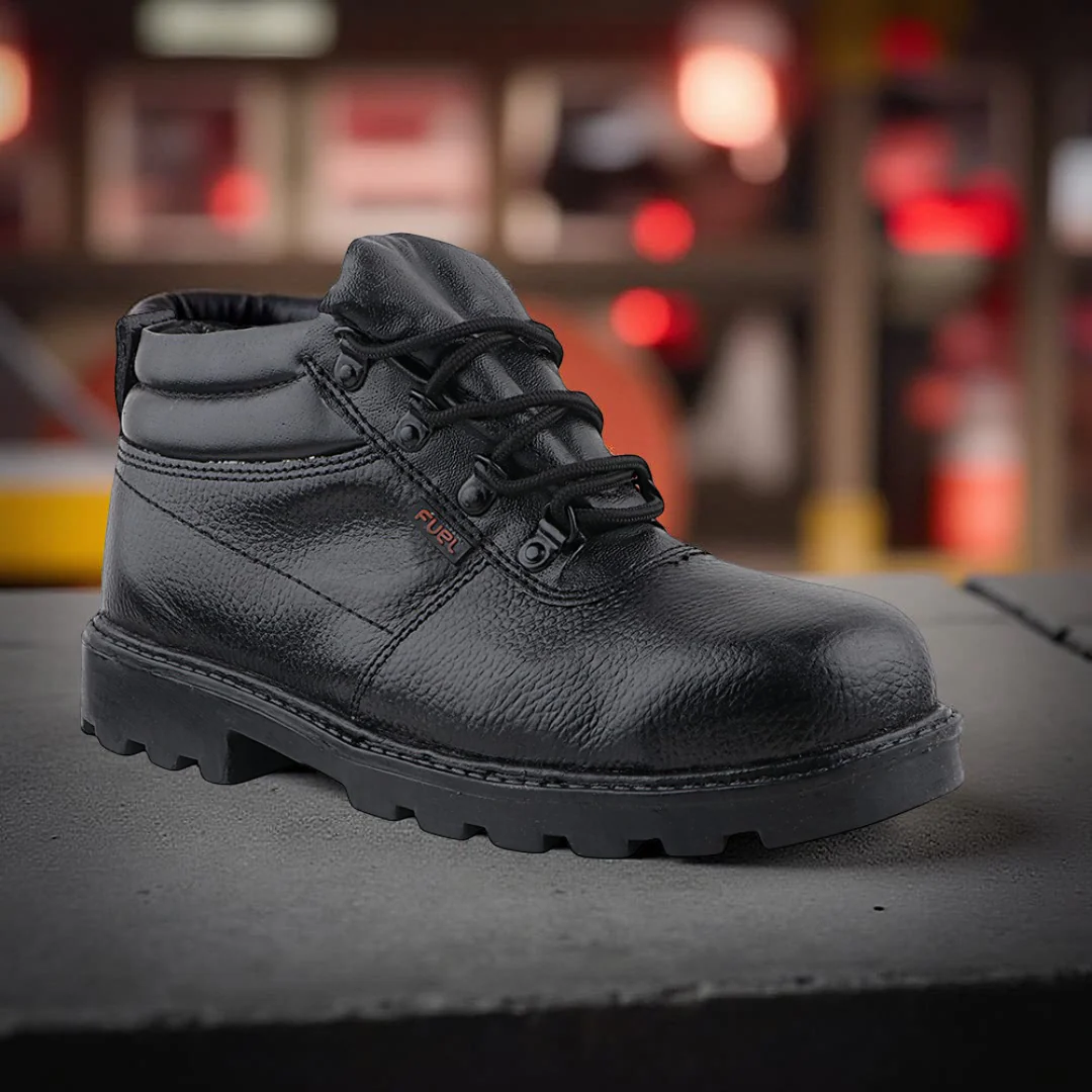FUEL Flamingo HC Men's Black Lightweight PU Sole Industrial Safety Shoes with Impact Resistant (100 Joules)