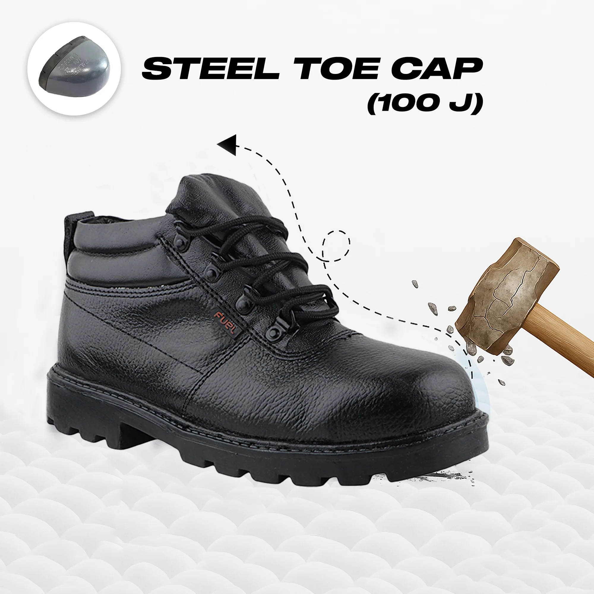 FUEL Flamingo HC Men's Black Lightweight PU Sole Industrial Safety Shoes with Impact Resistant (100 Joules) - Image 2