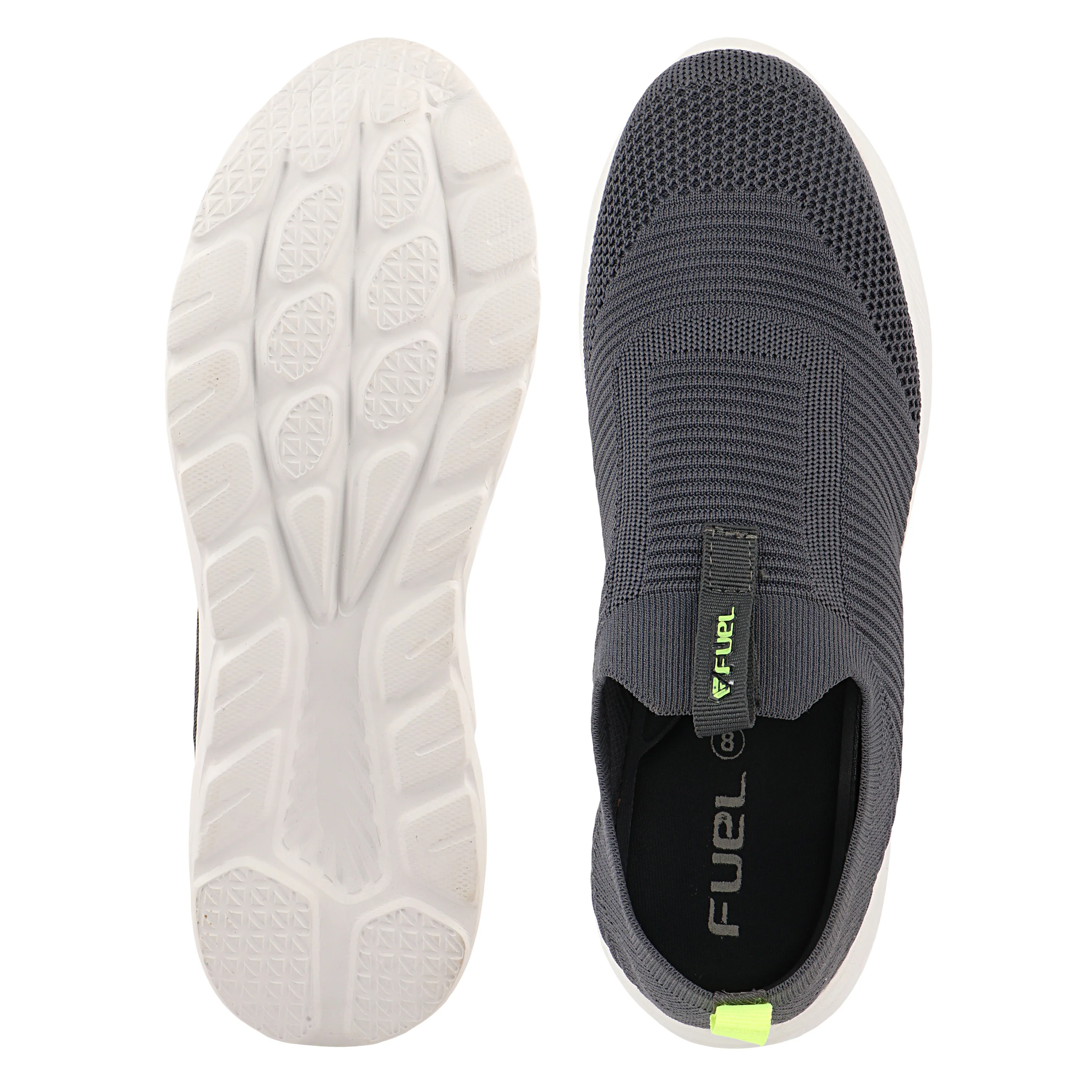 FUEL Flash-02 Soft Cushioned Insole and Breathable Knit Upper with EVA Sole & Casual Slip-On Sports Shoes for Men (Grey) - Image 4