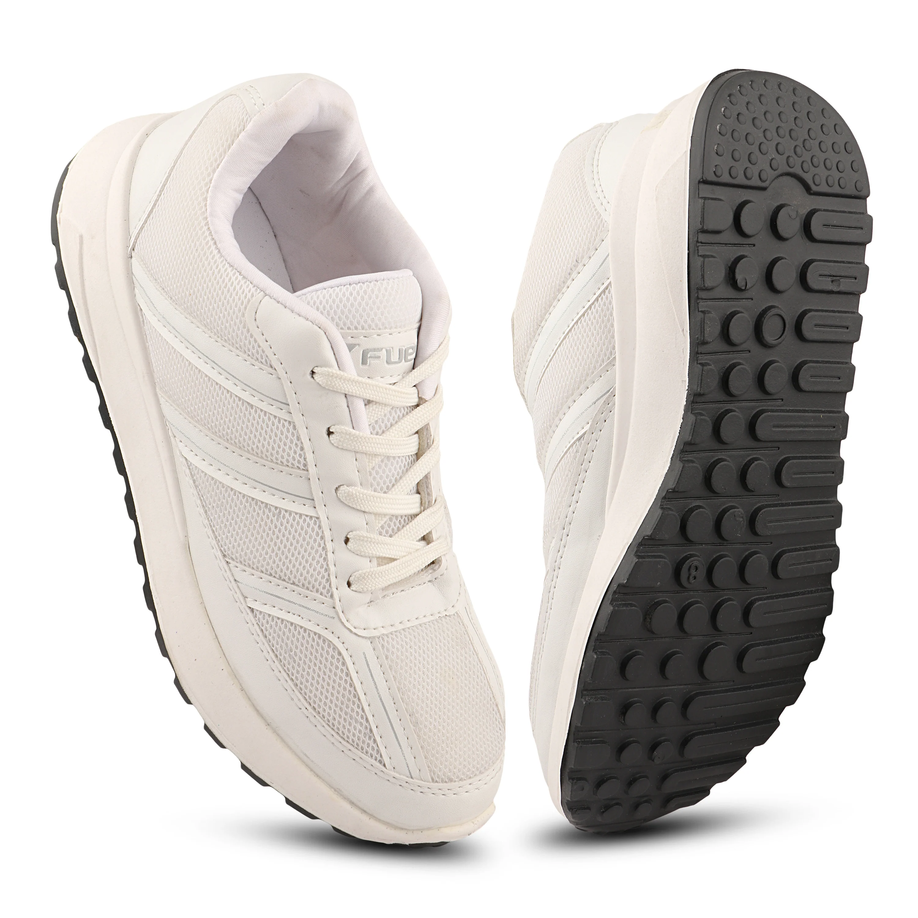 FUEL Frenzy Lightweight & Durable with Stylish Corduroy Cushioned Comfort Durable PVC Sole for Men's (White)