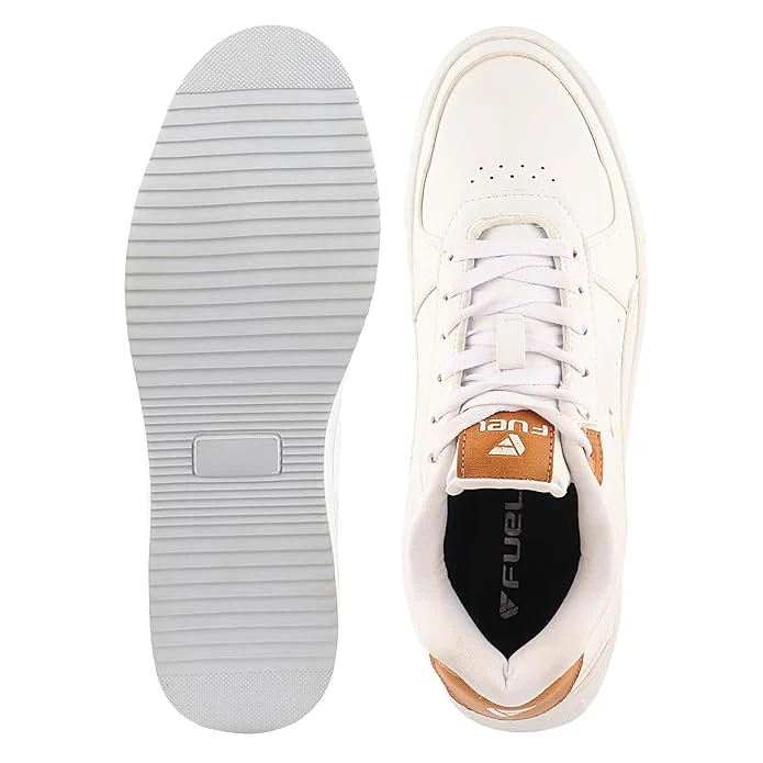 FUEL FS-01 Casual Lace-Up Sneakers Shoes for Men (White Tan) - Image 5