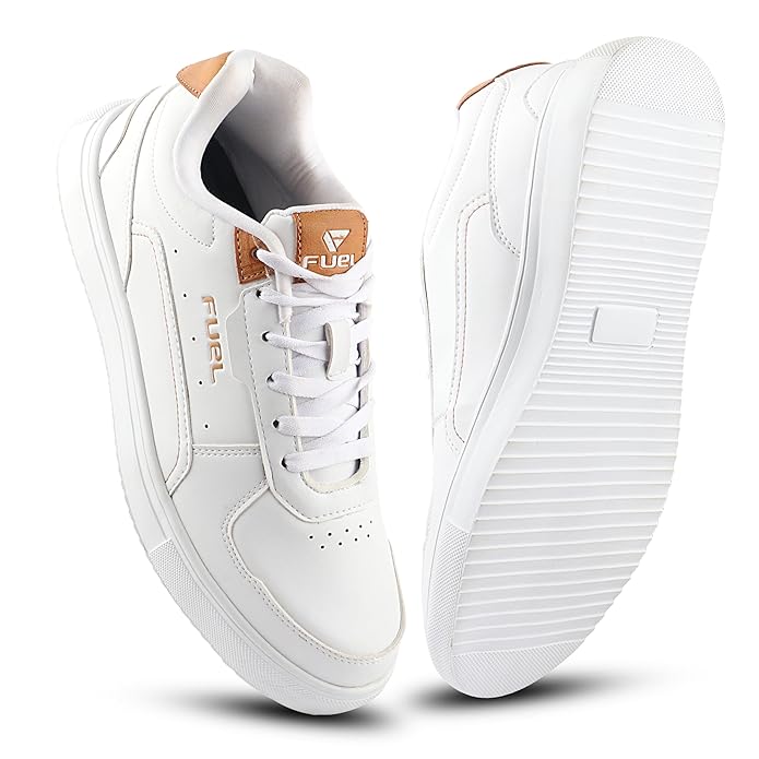 FUEL FS-01 Casual Lace-Up Sneakers Shoes for Men (White Tan) - Image 7