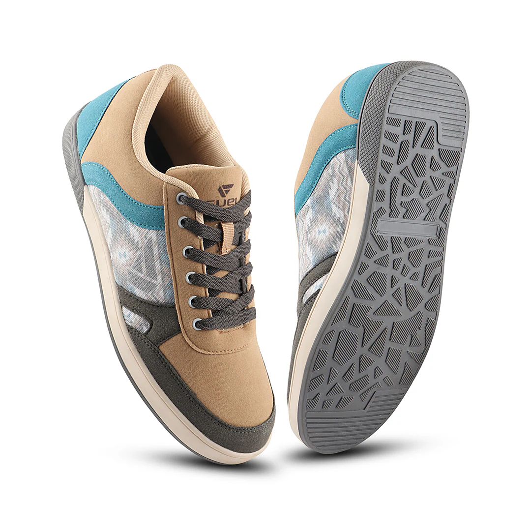 FUEL FS-02 Casual Lace-Up Sneakers Shoes for Men (Grey Beige) - Image 6