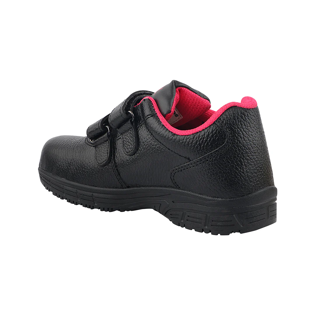 FUEL Gracy Grain Leather Upper with 200J Metal Toe Cap of Velcro Closure Anti-Slip Rubber Sole & EVA Insole Industrial Work Steel Toe Safety Shoes for Women's (Black) - Image 5