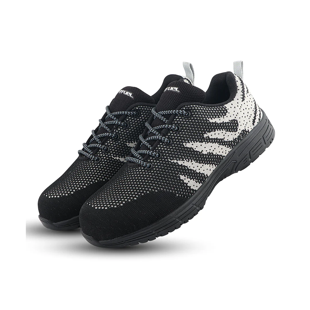 FUEL Gracy Breathable Knitting Upper and Lightweight Industrial Work Anti-Slip Rubber Sole with Steel Toe (200J) Safety Shoes for Women's (Black) - Image 5