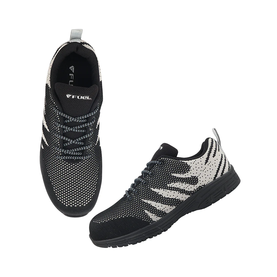 FUEL Gracy Breathable Knitting Upper and Lightweight Industrial Work Anti-Slip Rubber Sole with Steel Toe (200J) Safety Shoes for Women's (Black) - Image 8