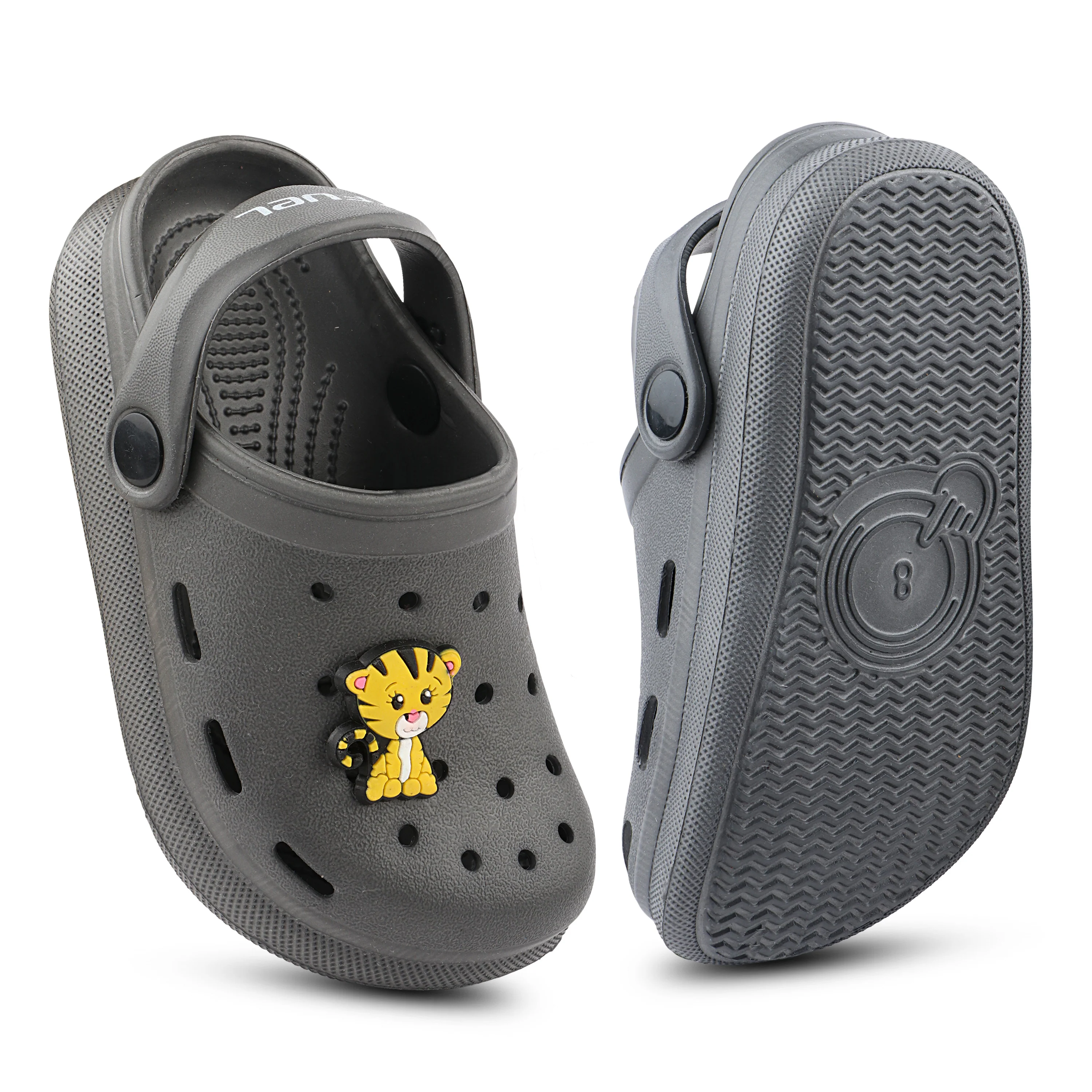 FUEL Hooper Lightweight & Comfortable Pull-On Casual Clogs with Cushioned Footbed for Kids (D.Grey) - Image 4