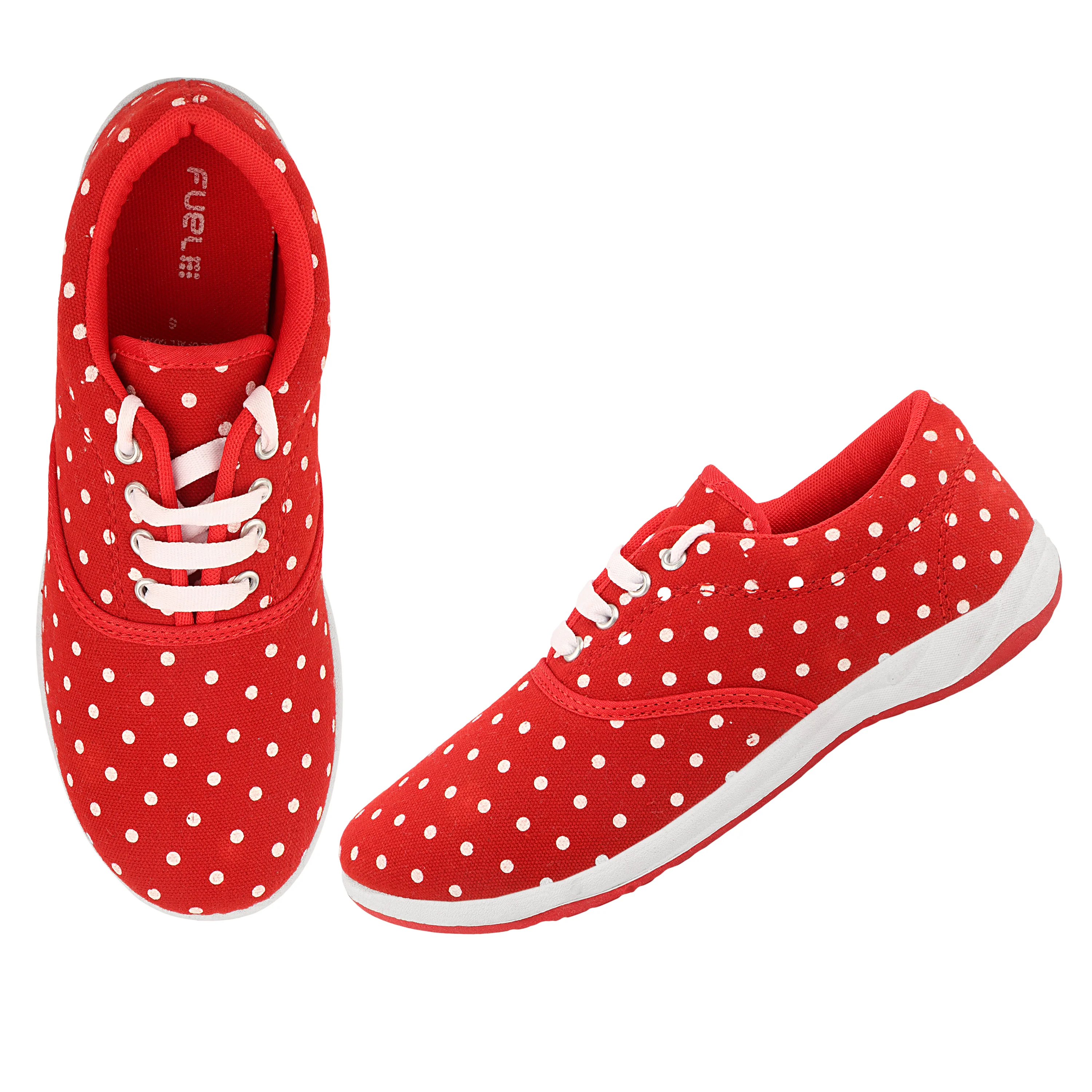 FUEL Julie Lightweight & Comfortable with Cushioned Footbed and Breathable Canvas Upper Slip-on Shoes for Women's (Red) - Image 2
