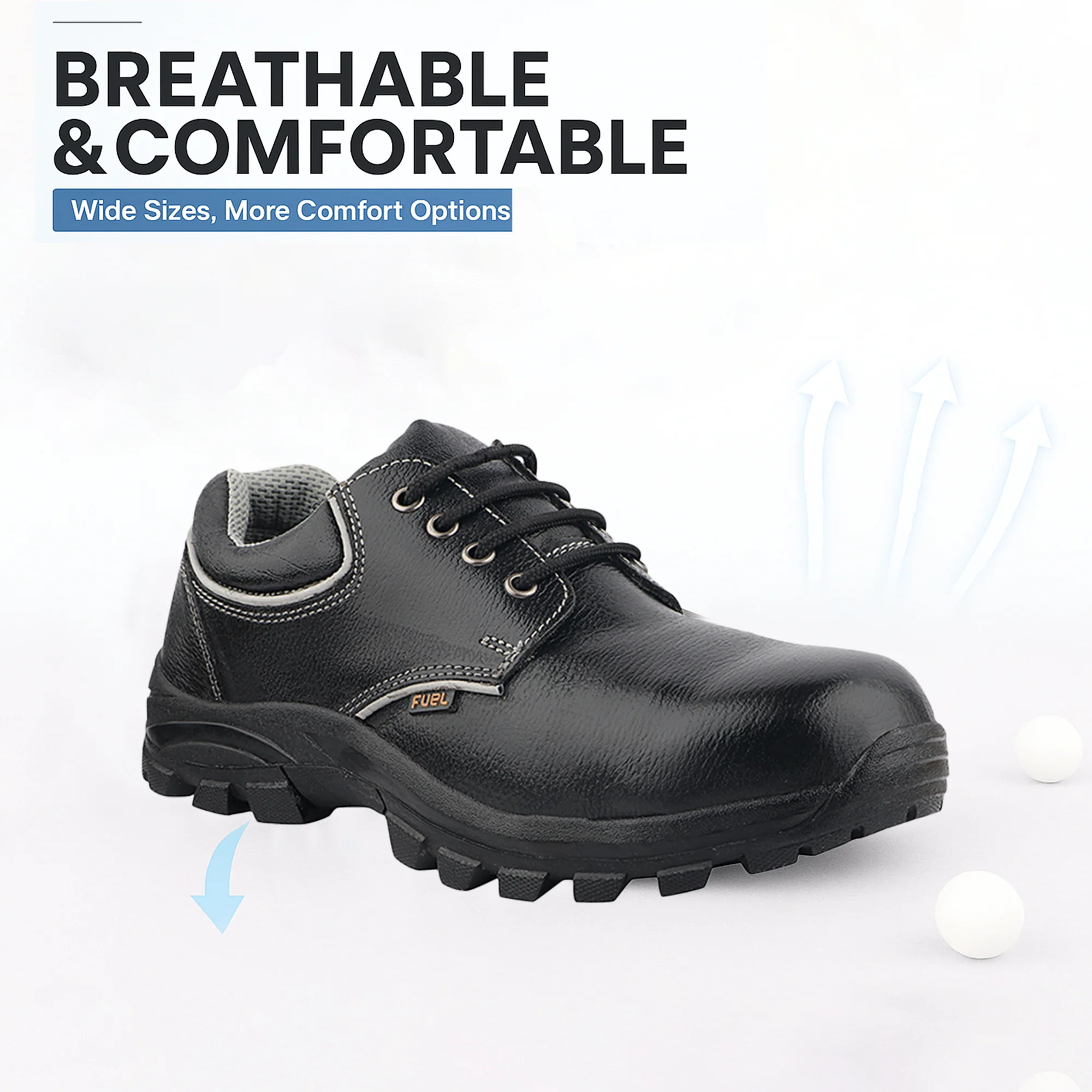 FUEL Leon R Leather in Tango PRINT & Rubberized Single Density Sole Industrial Safety Shoes for Men's (Black) - Image 3