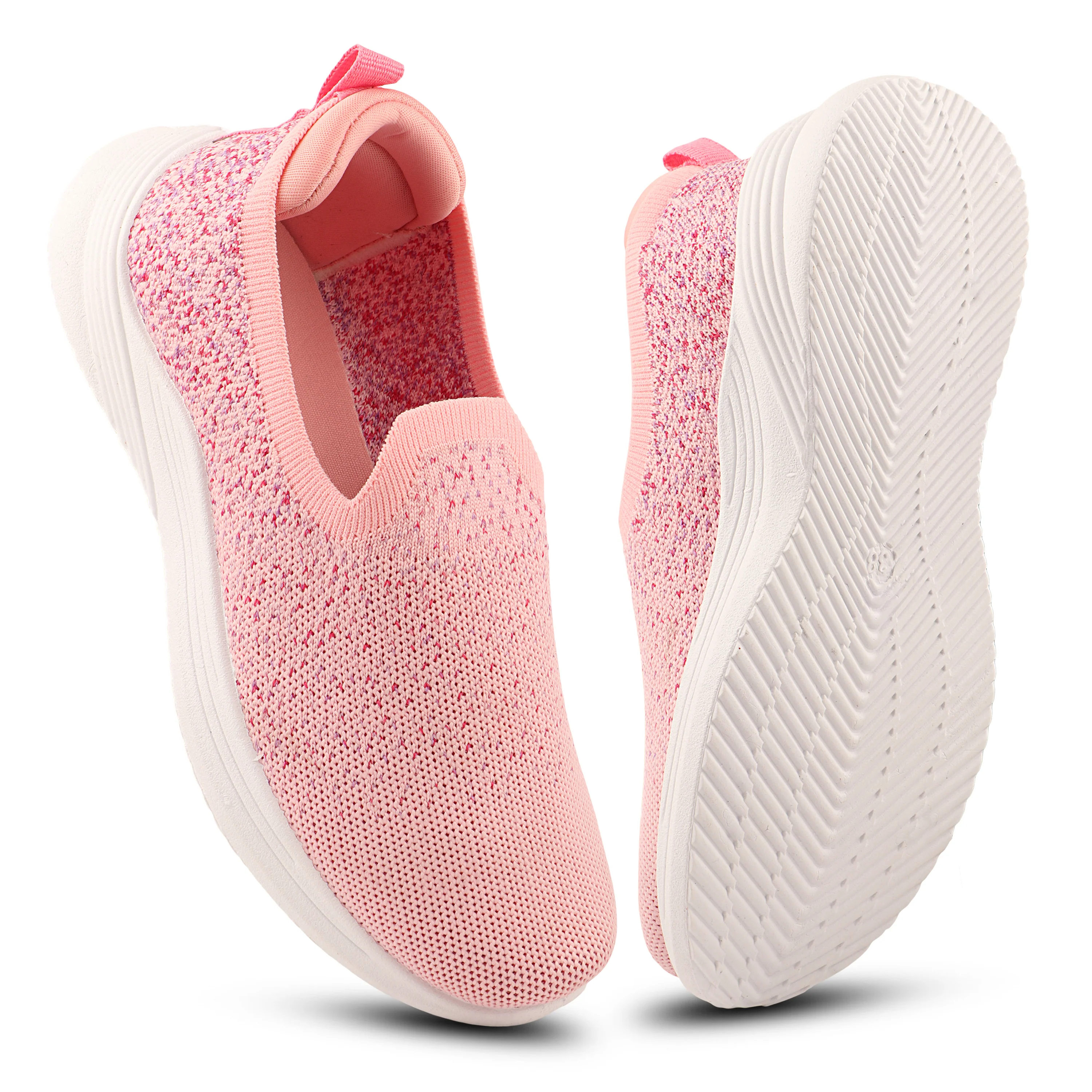 FUEL Nayasa-01 Comfortable and Breathable Knitted Upper with  Cushioned Footbed Slip-On Casual Shoes for Women's (Pink)