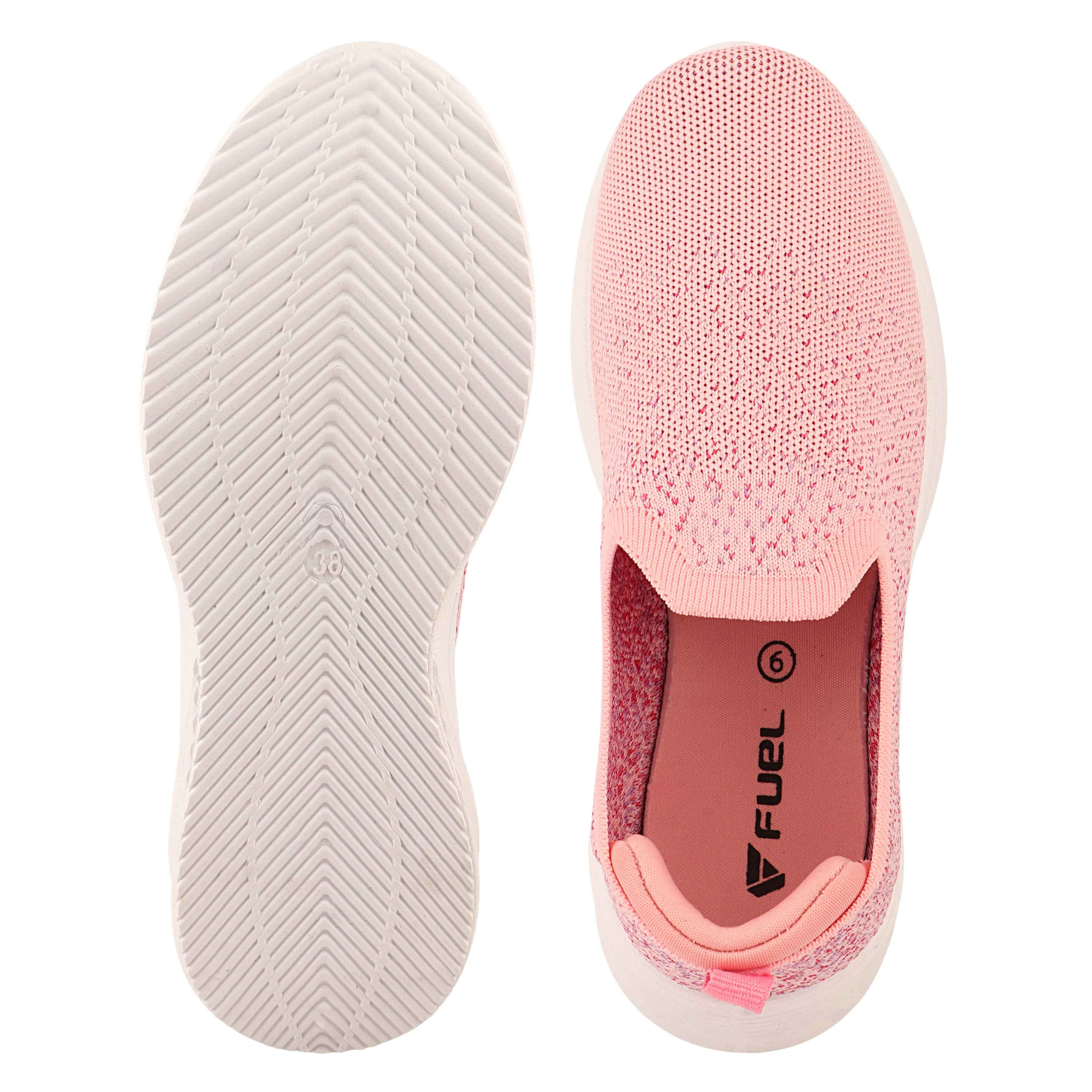 FUEL Nayasa-01 Comfortable and Breathable Knitted Upper with  Cushioned Footbed Slip-On Casual Shoes for Women's (Pink) - Image 5