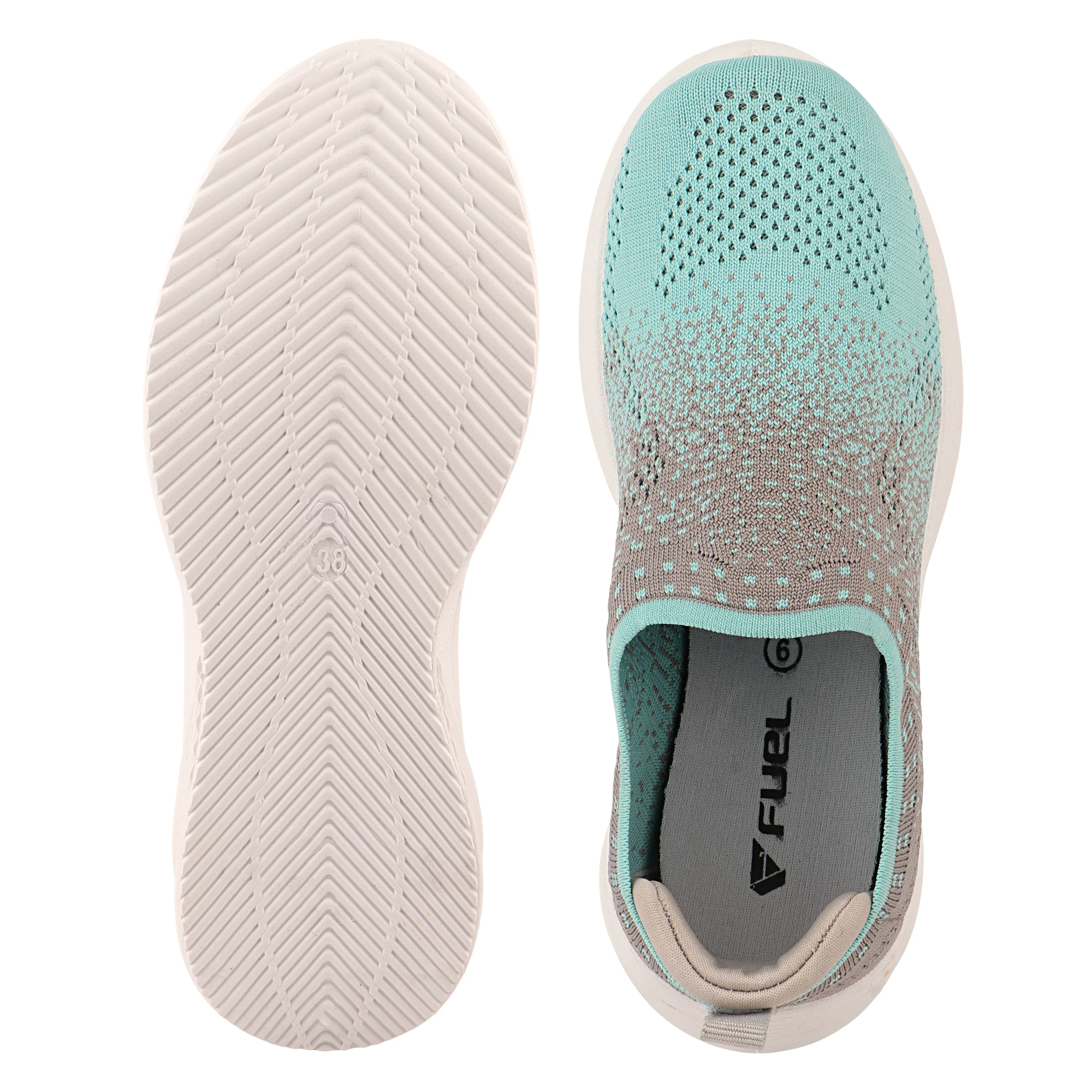 FUEL Nayasa-01 Comfortable and Breathable Knitted Upper with Cushioned Footbed Slip-On Casual Shoes for Women's(S Green) - Image 5