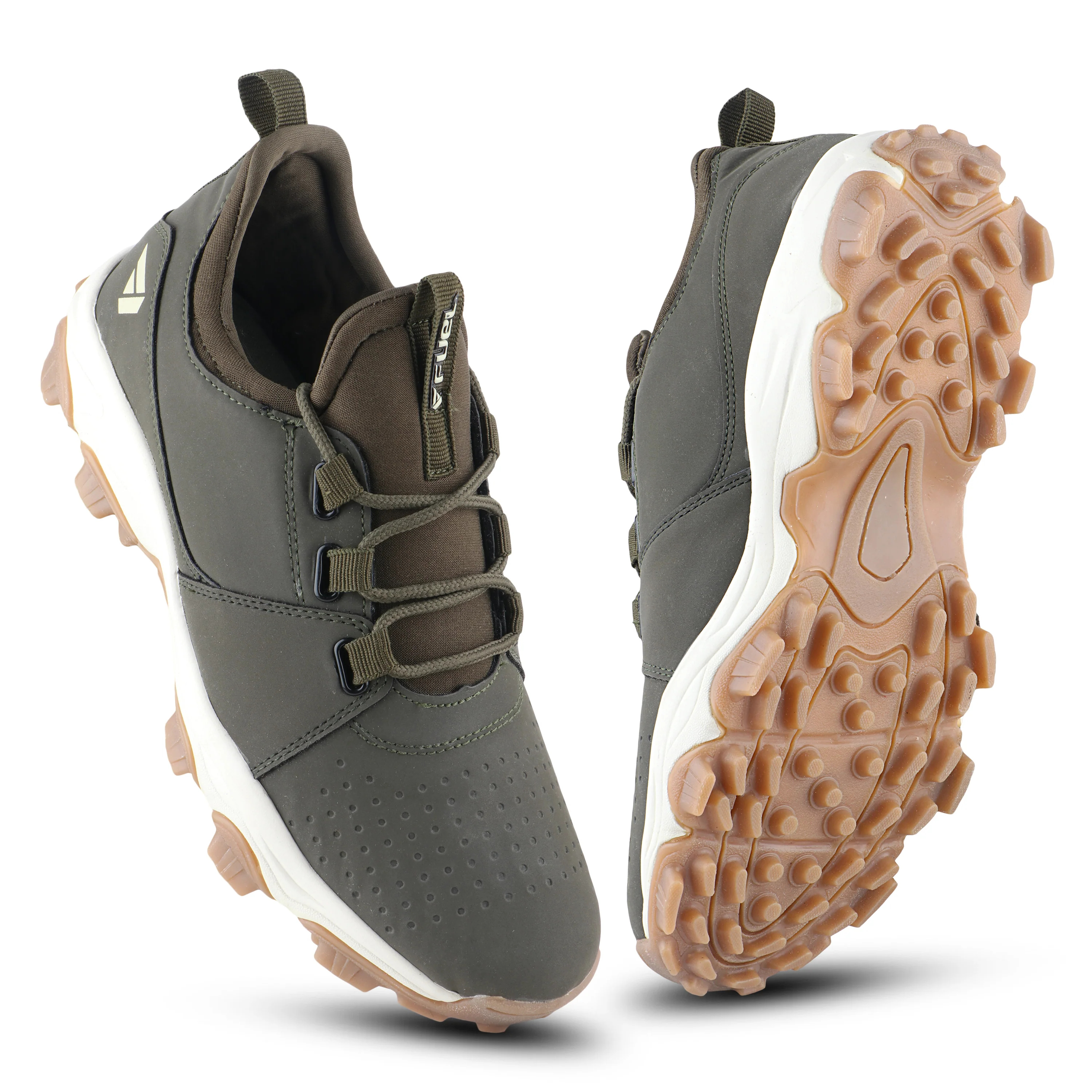 FUEL Outdoor-01 High-Grip TPR Sole Durable Synthetic Upper Cushioned Footbed Sports Shoes For Men (Olive-Green) - Image 6