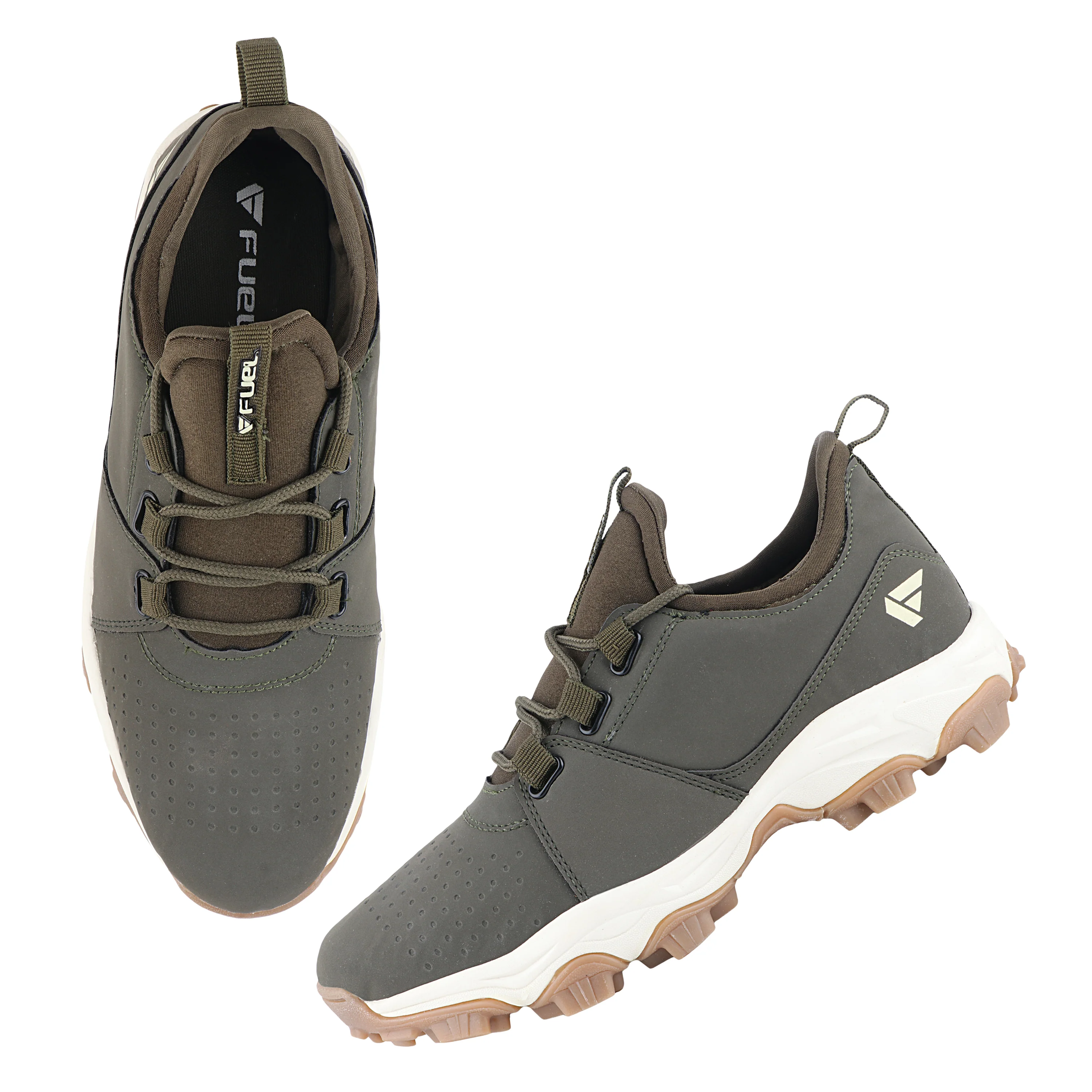 FUEL Outdoor-01 High-Grip TPR Sole Durable Synthetic Upper Cushioned Footbed Sports Shoes For Men (Olive-Green) - Image 7