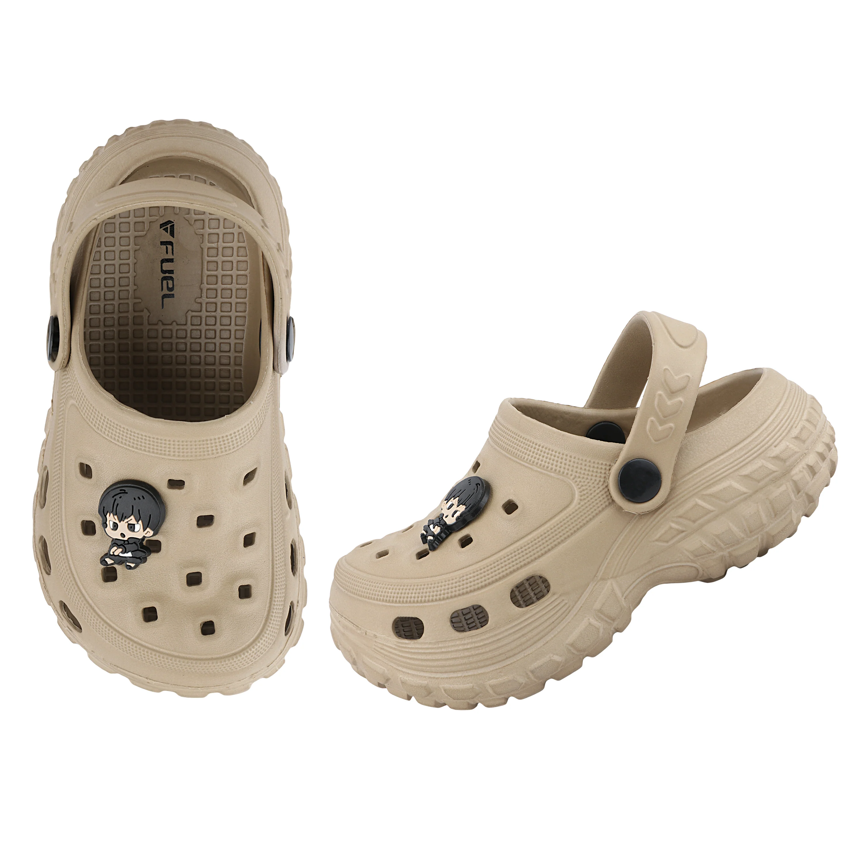 FUEL Poddle Cute & Lightweight EVA Slip-On Clogs for Kids (Khakhi) - Image 6