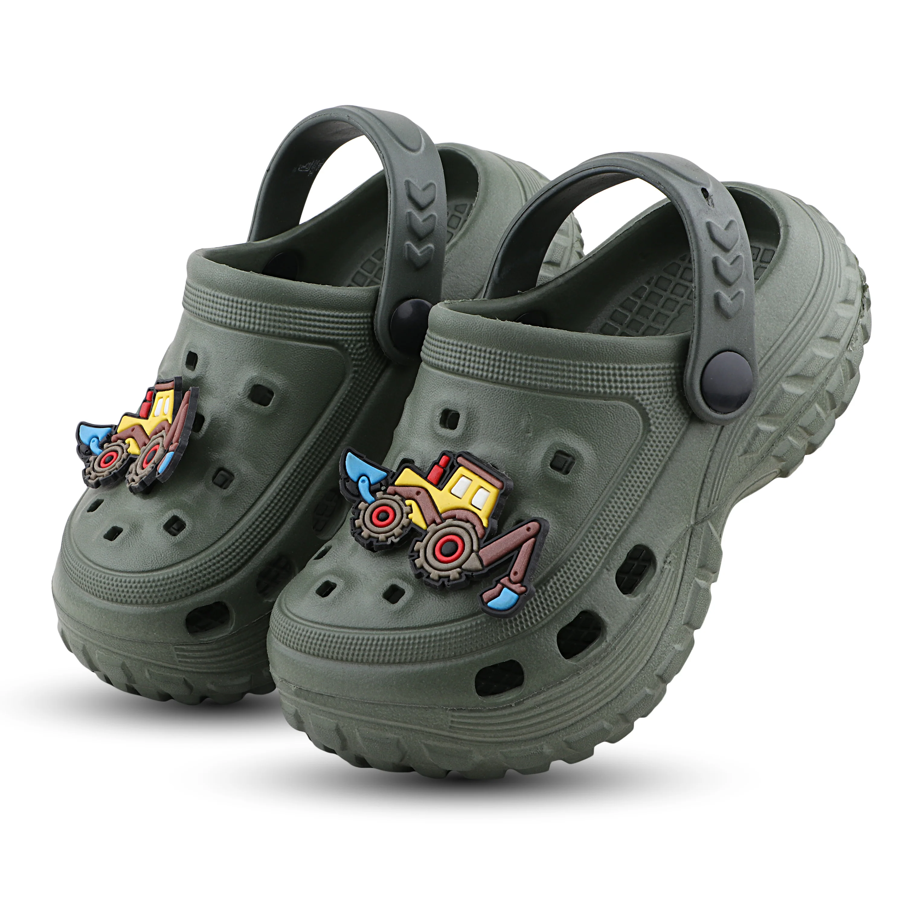 FUEL Poddle Cute & Lightweight EVA Slip-On Clogs for Kids (Olive) - Image 4