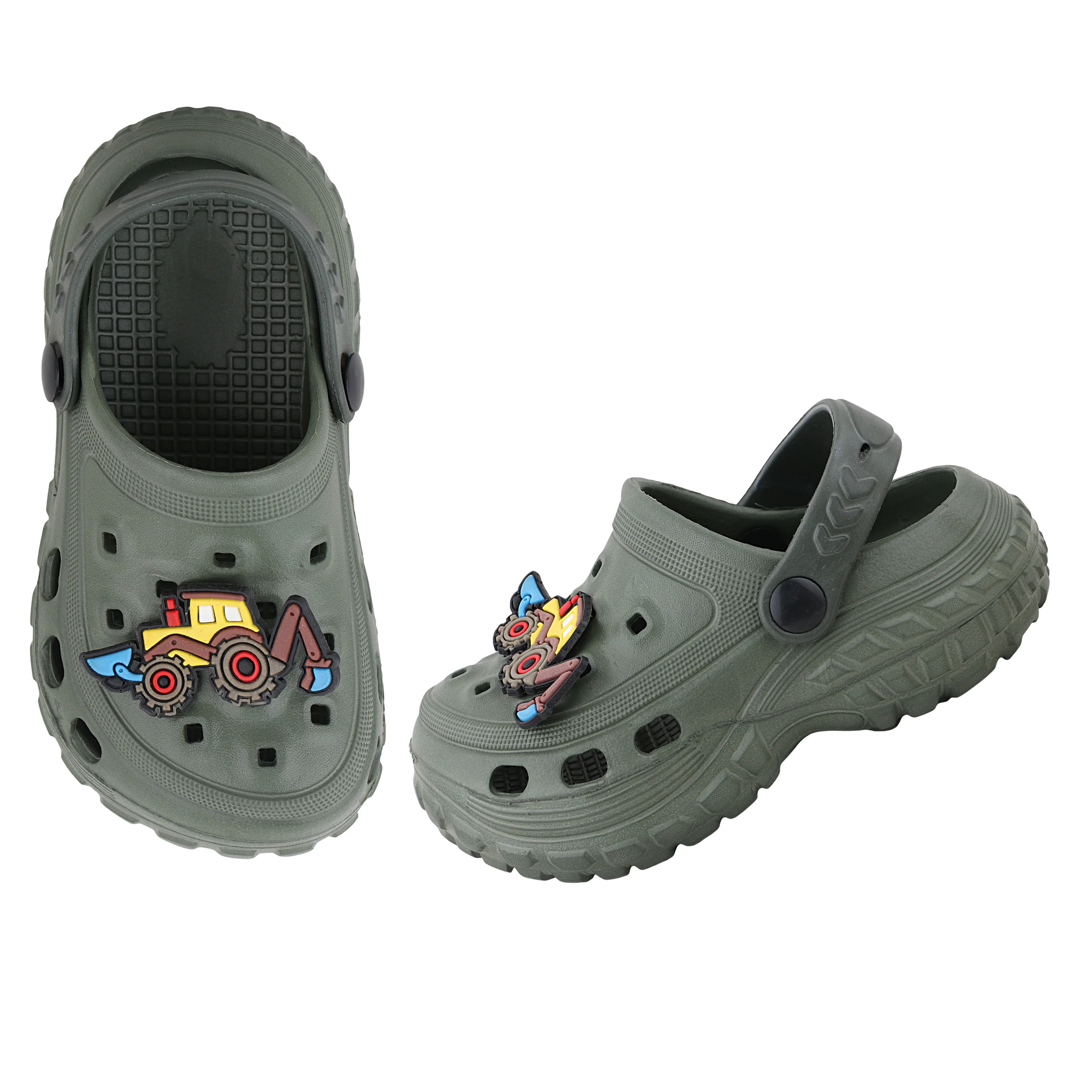 FUEL Poddle Cute & Lightweight EVA Slip-On Clogs for Kids (Olive) - Image 6