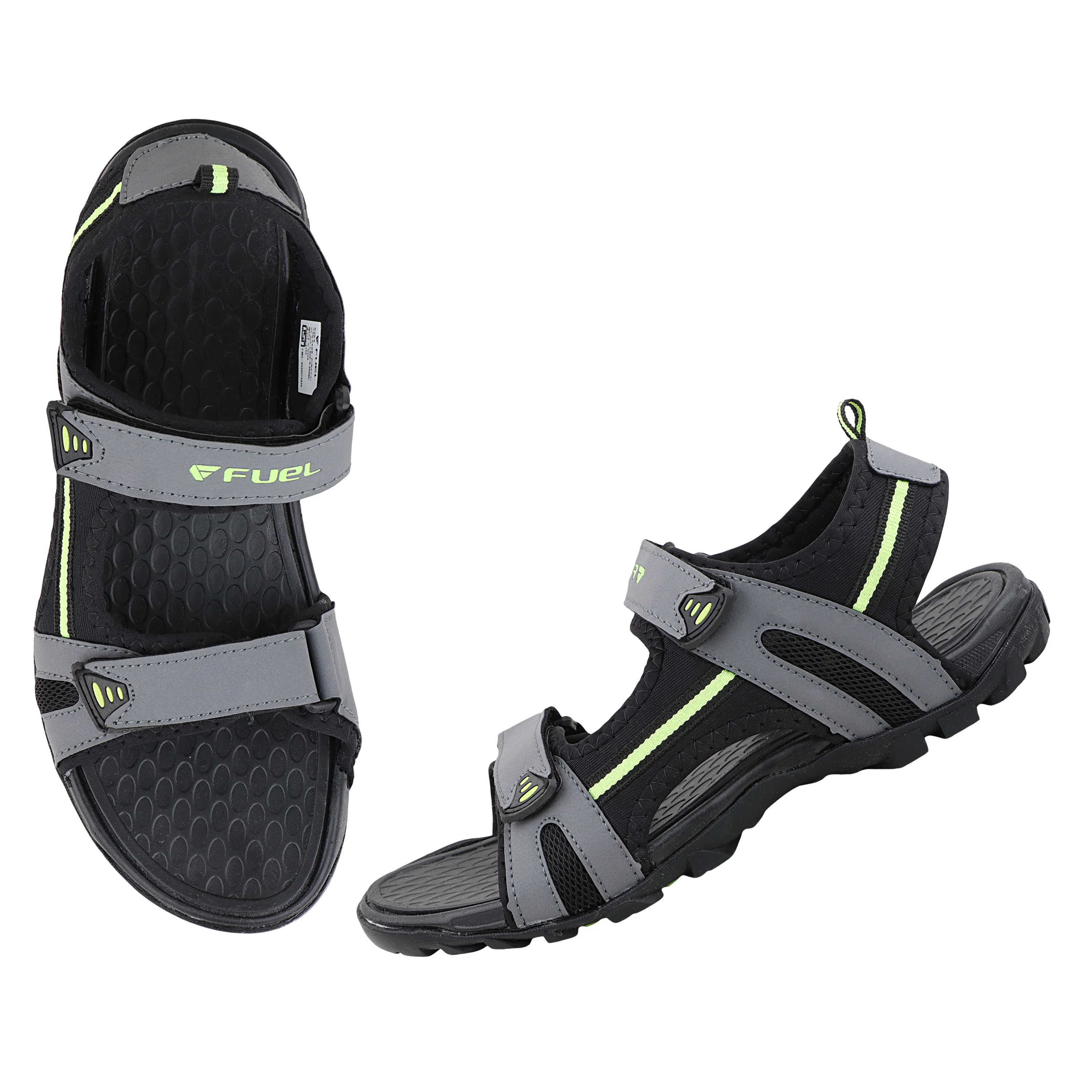 FUEL Punch-01 Trendy & Comfortable Sports Sandals for Men (Grey) - Image 3