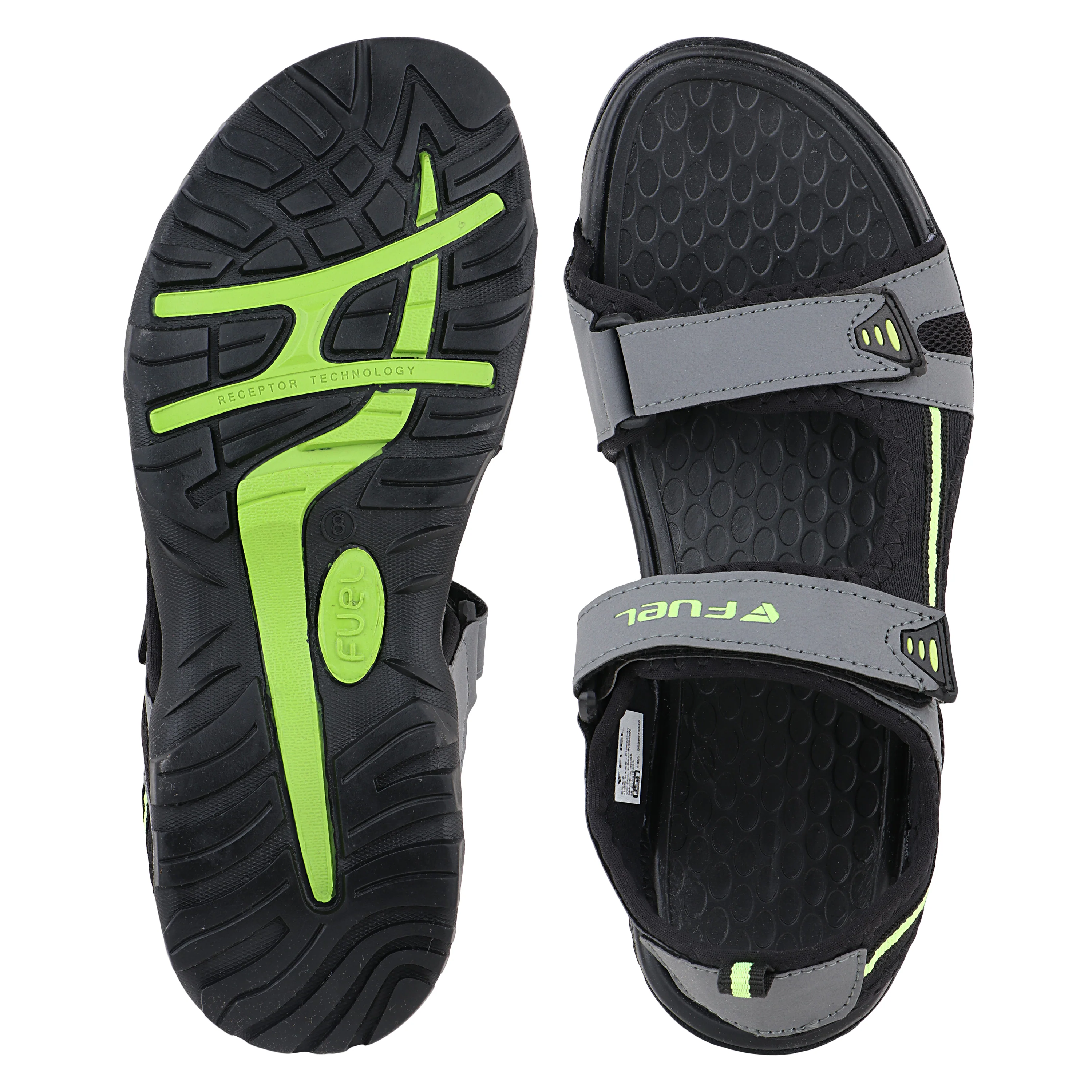 FUEL Punch-01 Trendy & Comfortable Sports Sandals for Men (Grey) - Image 5