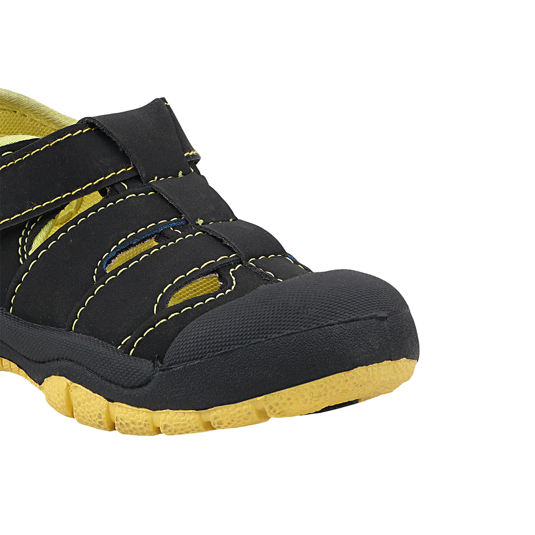FUEL Qeudos Casual & Outdoor Velcro Strap and Cushioned Footbed Sandals for Kids (Black) - Image 2