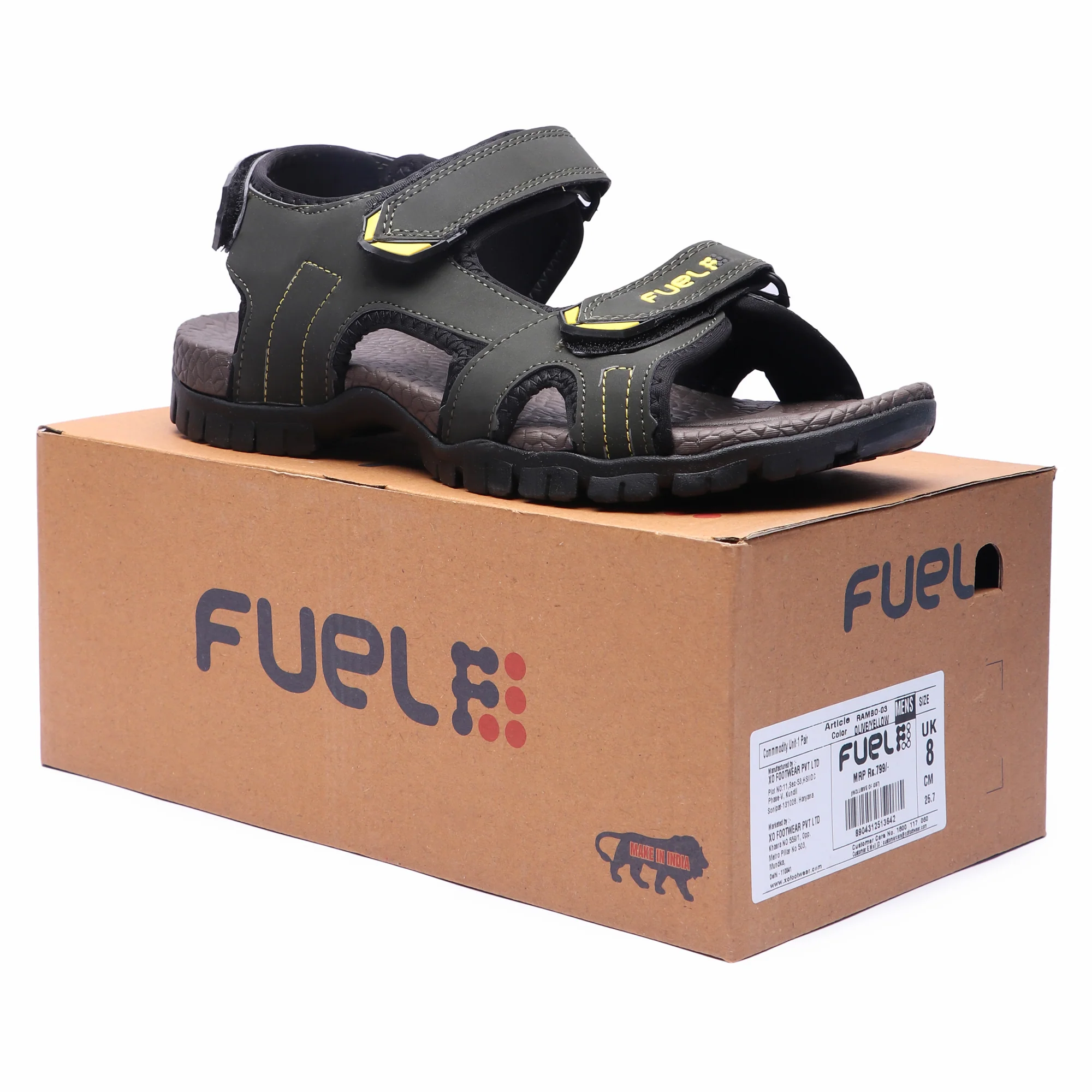 FUEL Rambo-03 Casual Sports Sandal for Men (Olive) - Image 7