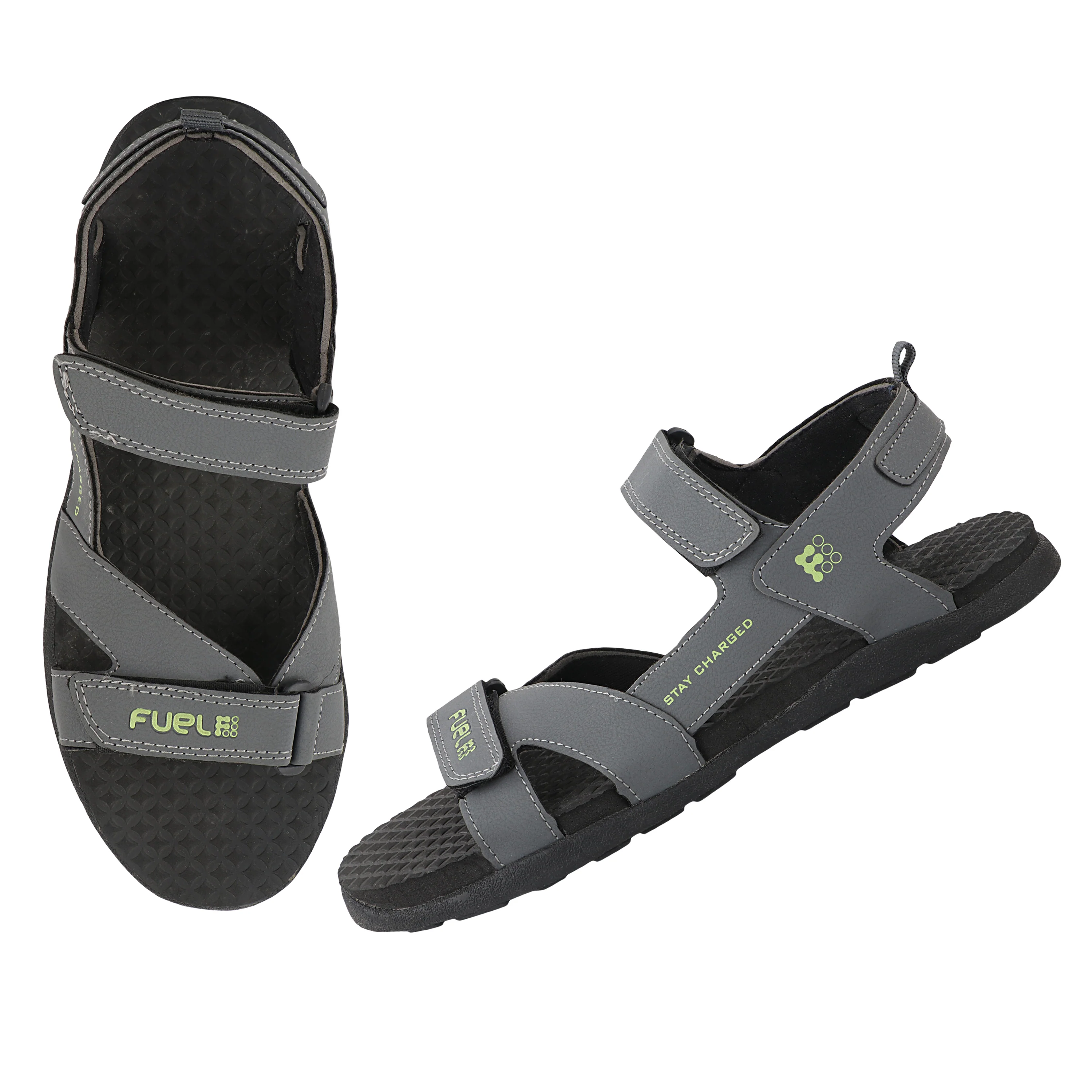 FUEL Roadster-02 Ultra Light-Weight Sports Sandals For Men (Dark-Grey) - Image 5