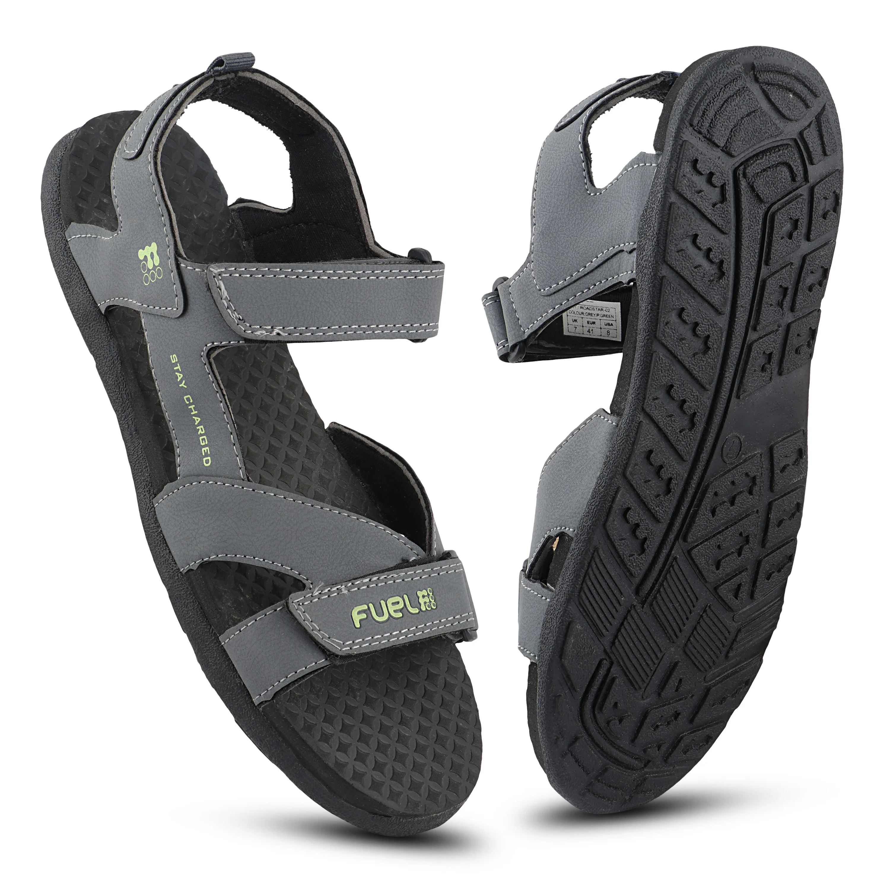 FUEL Roadster-02 Ultra Light-Weight Sports Sandals For Men (Dark-Grey) - Image 6