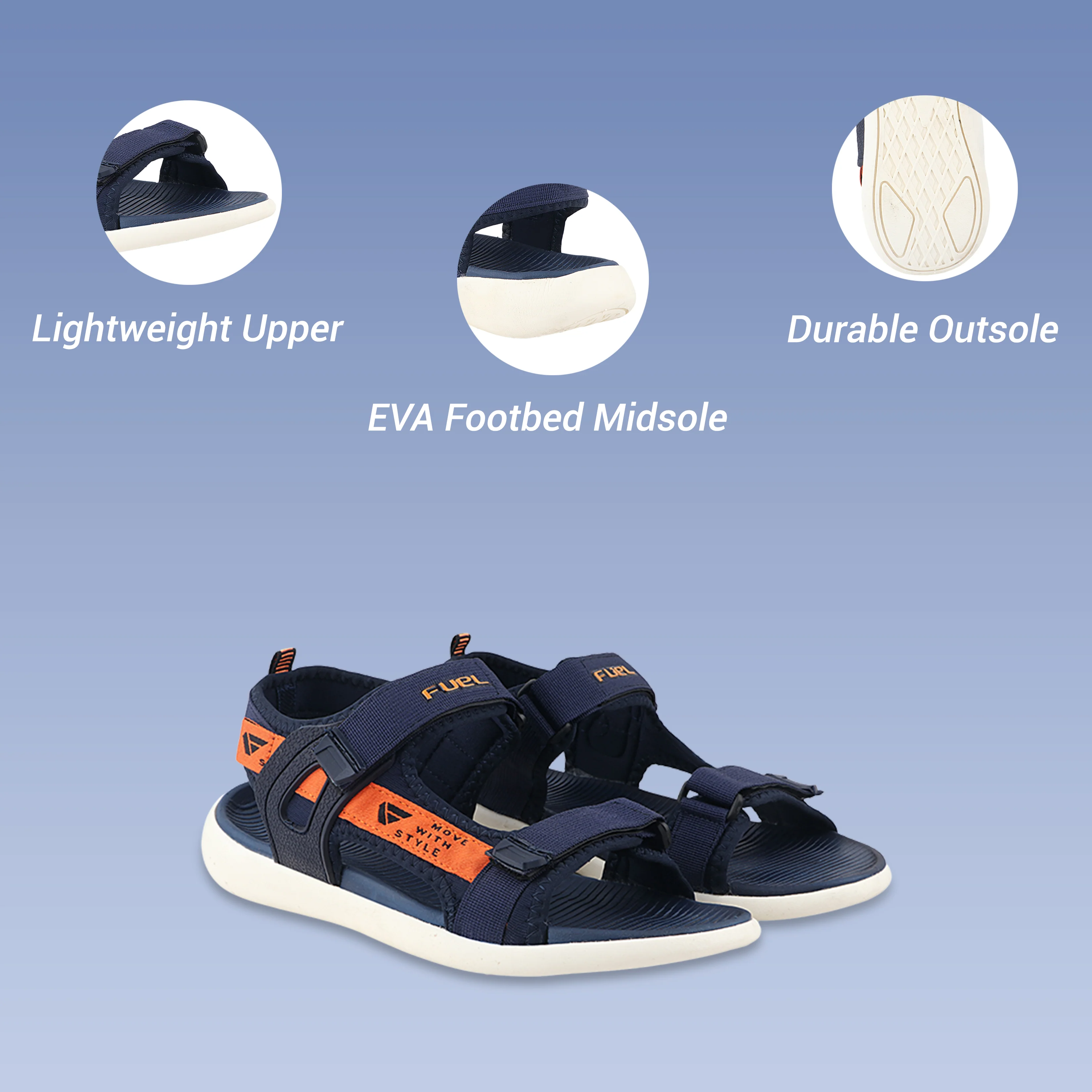 FUEL Power-02 Fully Comfort EVA Sandal For Men's (Navy) - Image 4