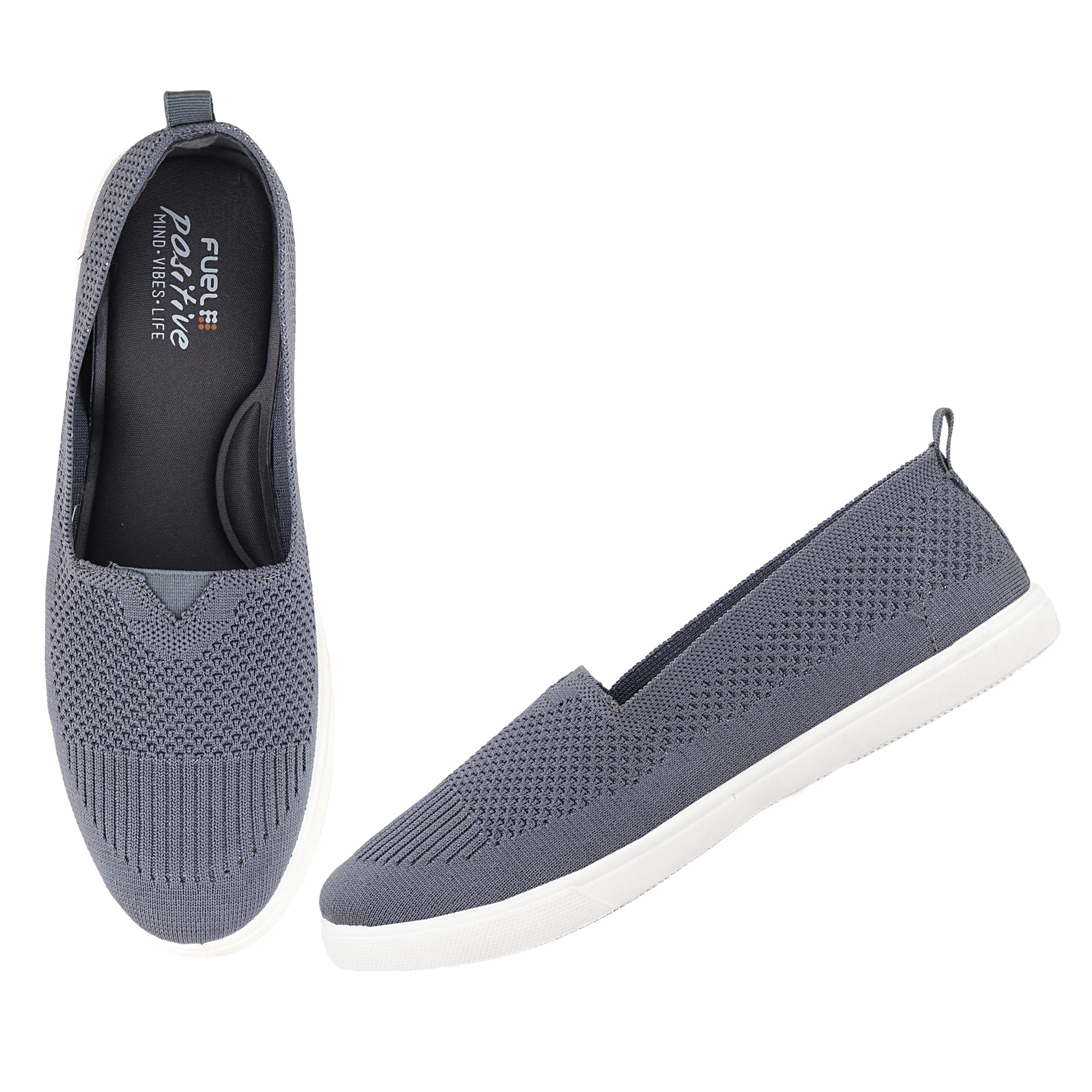 FUEL Sophia Stylish & Breathable Slip On Sports Shoes for Women (Grey) - Image 5