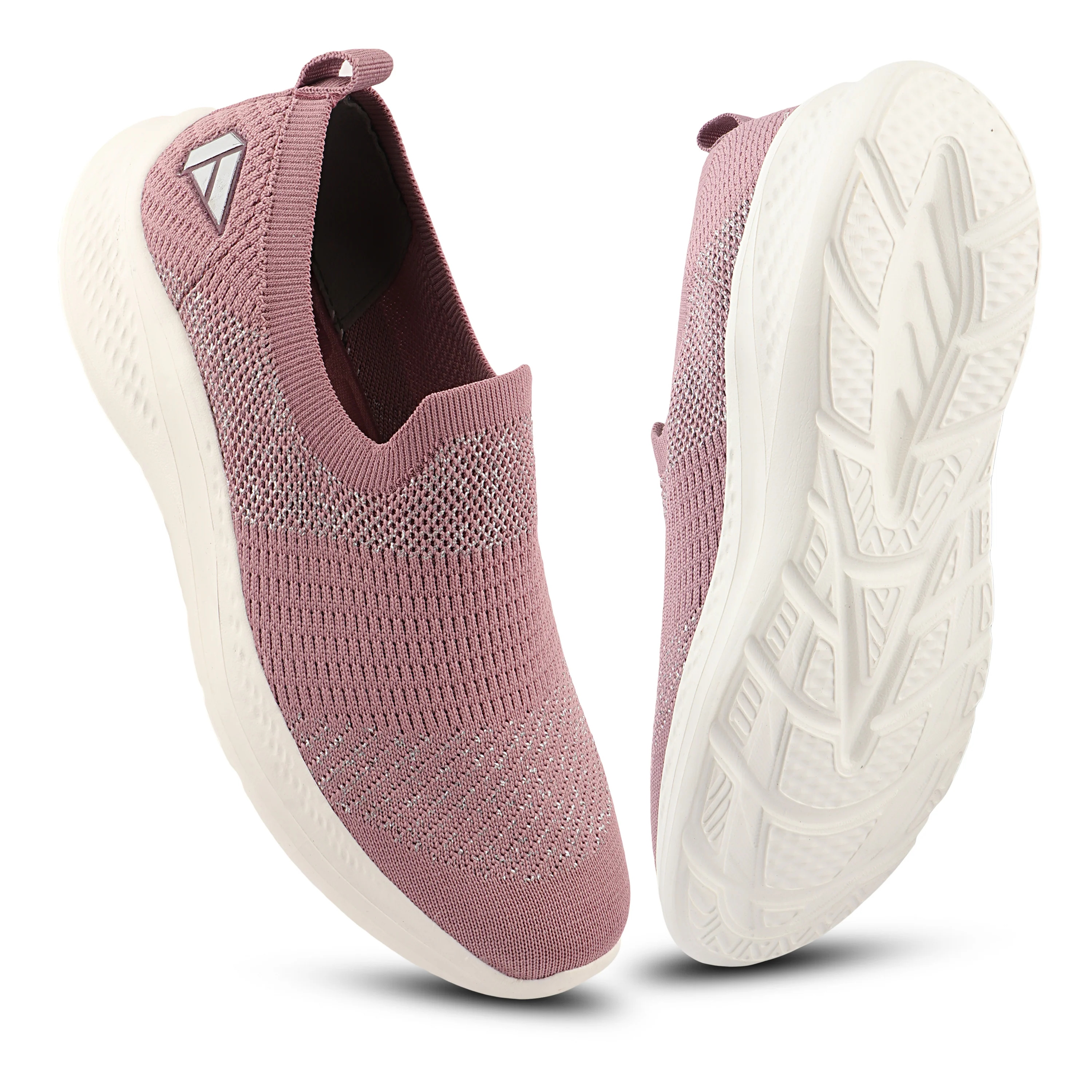 FUEL Sparkle Lightweight & Comfortable Casual Slip-On Daily Wear Sports Shoes for Women's (Mauve) - Image 4